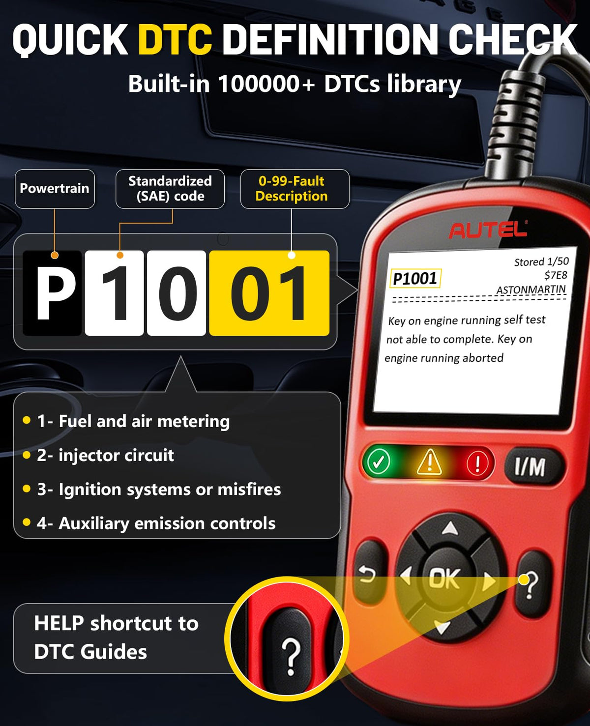 Escáner OBD2 AutoLink AL549 Autel Rojo Versión Mejorada para Coche