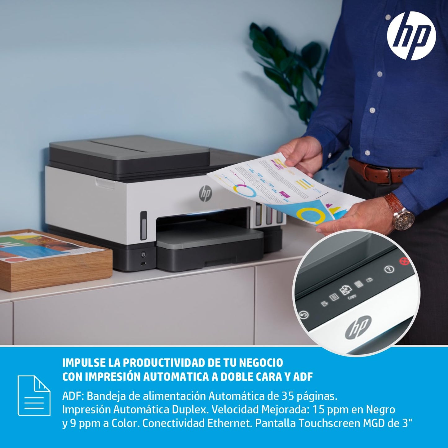 HP Impresora Multifuncional Smart Tank 790, Tinta Continua, Color, Wi-Fi, Dúplex (Doble Cara) & ADF Alimentador Automático (4WF66A)