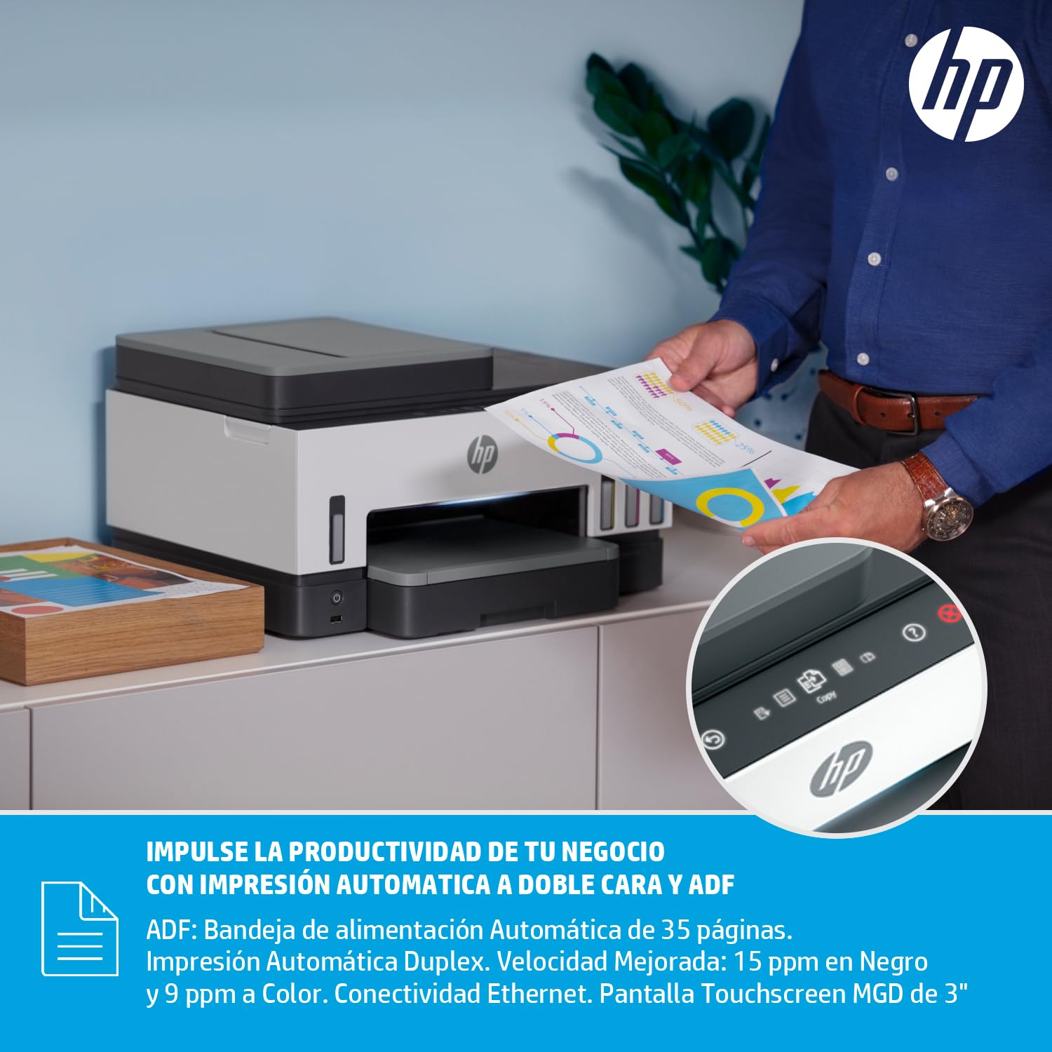 HP Impresora Multifuncional Smart Tank 790, Tinta Continua, Color, Wi-Fi, Dúplex (Doble Cara) & ADF Alimentador Automático (4WF66A)