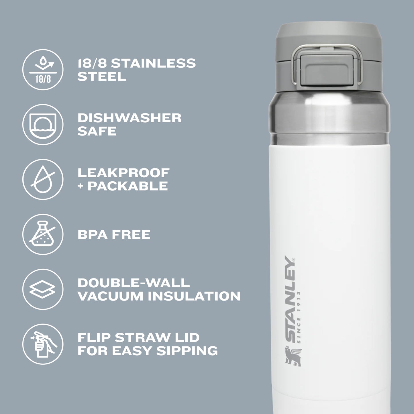 Botella de Agua Stanley Lila 2.0 Aislada en Acero Inoxidable para Viajes y Deportes