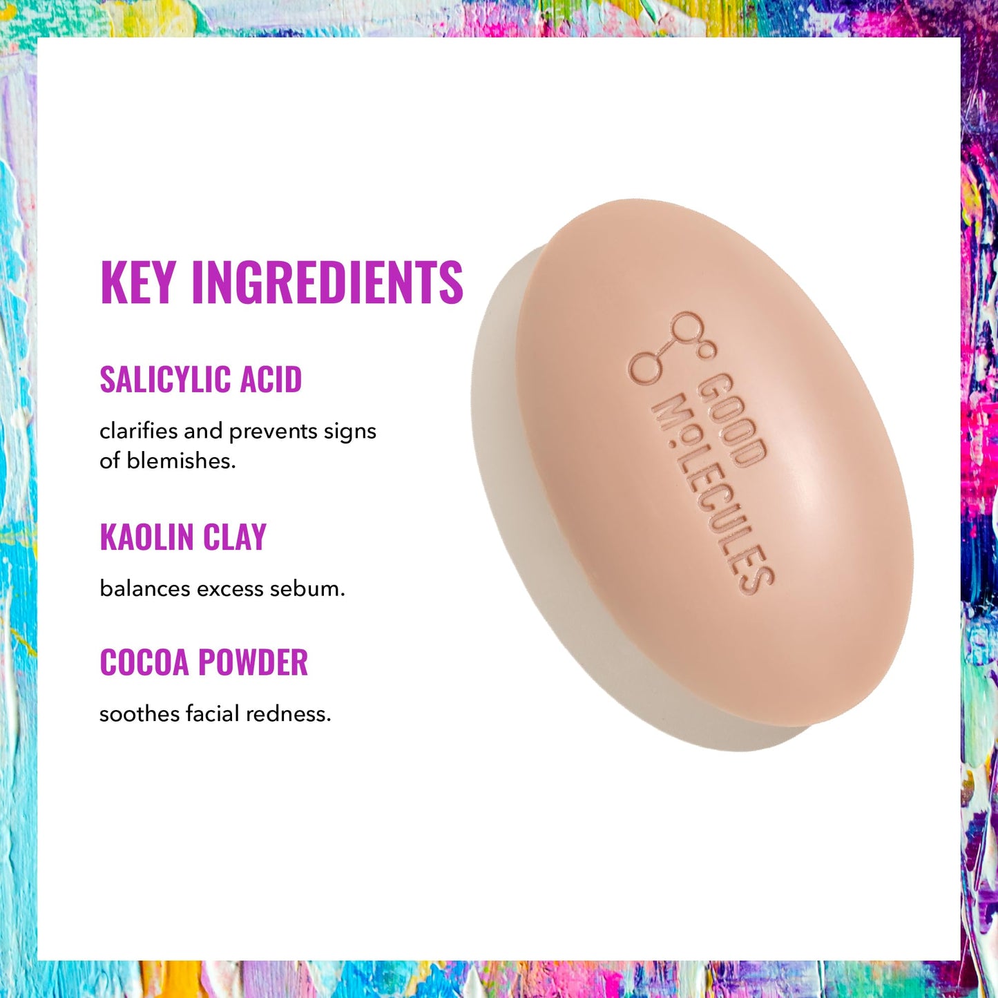 Good Molecules Clarify and Cleanse Bar 89g/3.15oz - Soap-Free Bar with Salicylic Acid BHA, Tea Tree, Kaolin Clay to Balance, Hydrate for Even Tone, Breakouts, Acne - Skin Care For Face and Body