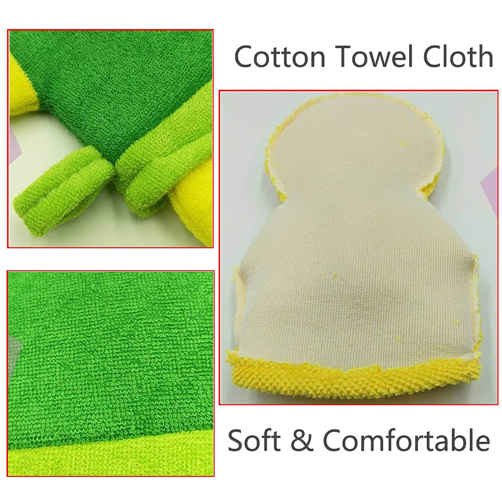 Guante de esponja de baño para niños, paquete de 5 guantes de baño con bonito animal de ducha, lufa, guantes de lavado suave, exfoliante corporal para bebé (3 piezas)