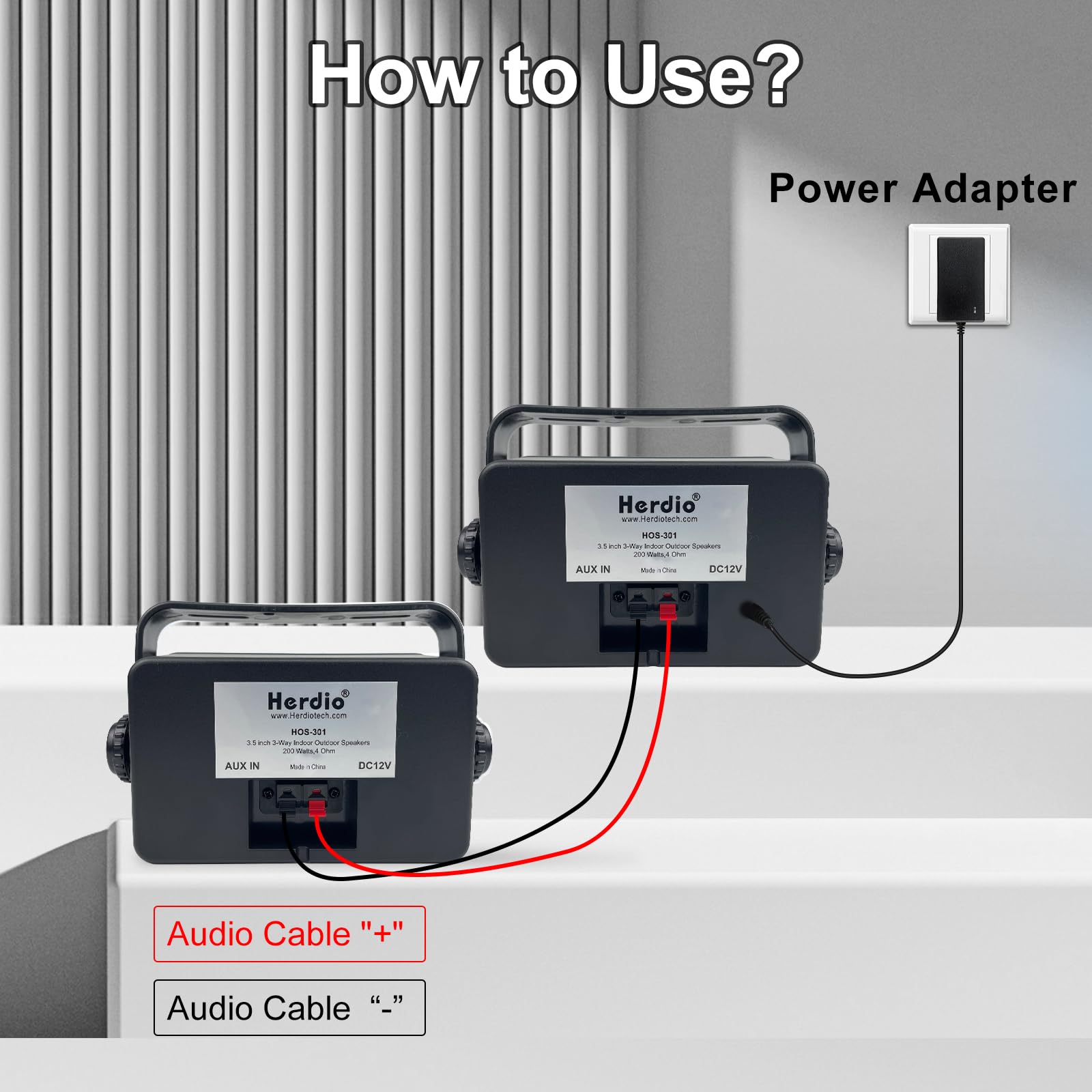 Herdio 3.5 Pulgadas Bluetooth Bocinas para Exterior, 200W Altavoces para Exteriores, Resistente al Agua, Adecuado para el hogar, Patio, Terraza,Patio Trasero (2 Altavoces,Negros)