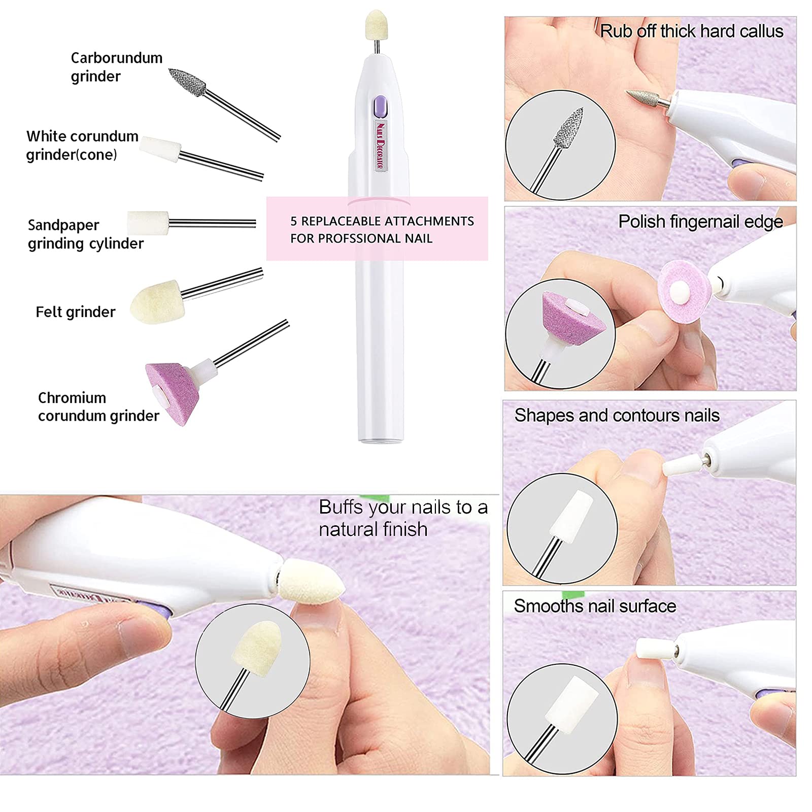 Kit de Herramientas para DIY Decoración de Uñas - Conjunto de Arte de Uñas con Mini 6W LED Lámpara Uñas UV | 15 Pinceles de Pintura | 5 Herramientas de Punteado | 2 Cajas de Diamantes de Imitación | 10 Cintas de Rayas | Lima de Uñas | Cepillo de Limpieza
