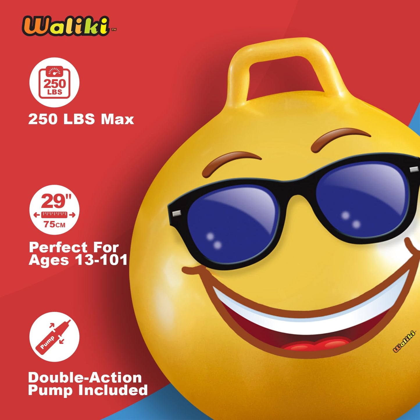 Pelota Saltarina de WALIKI Toys Emoji con Bombeo Incluido para Adultos