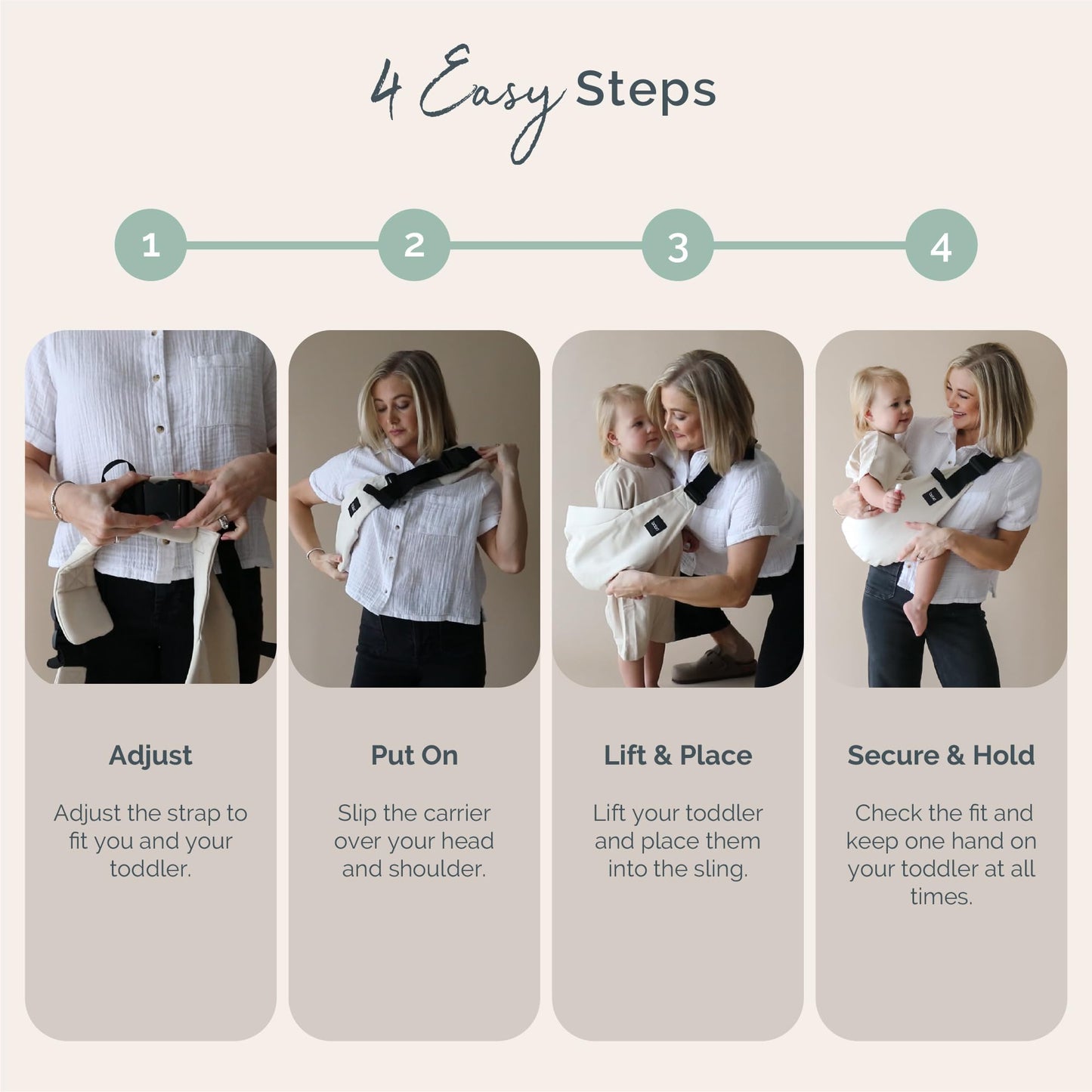 Boba Buddy - Sling portabebés de algodón de pana para bebé, ergonómico con correas ajustables, hebilla de seguridad y asiento espacioso, incluye bolsa de transporte a juego (9-48 meses/18-44 libras)