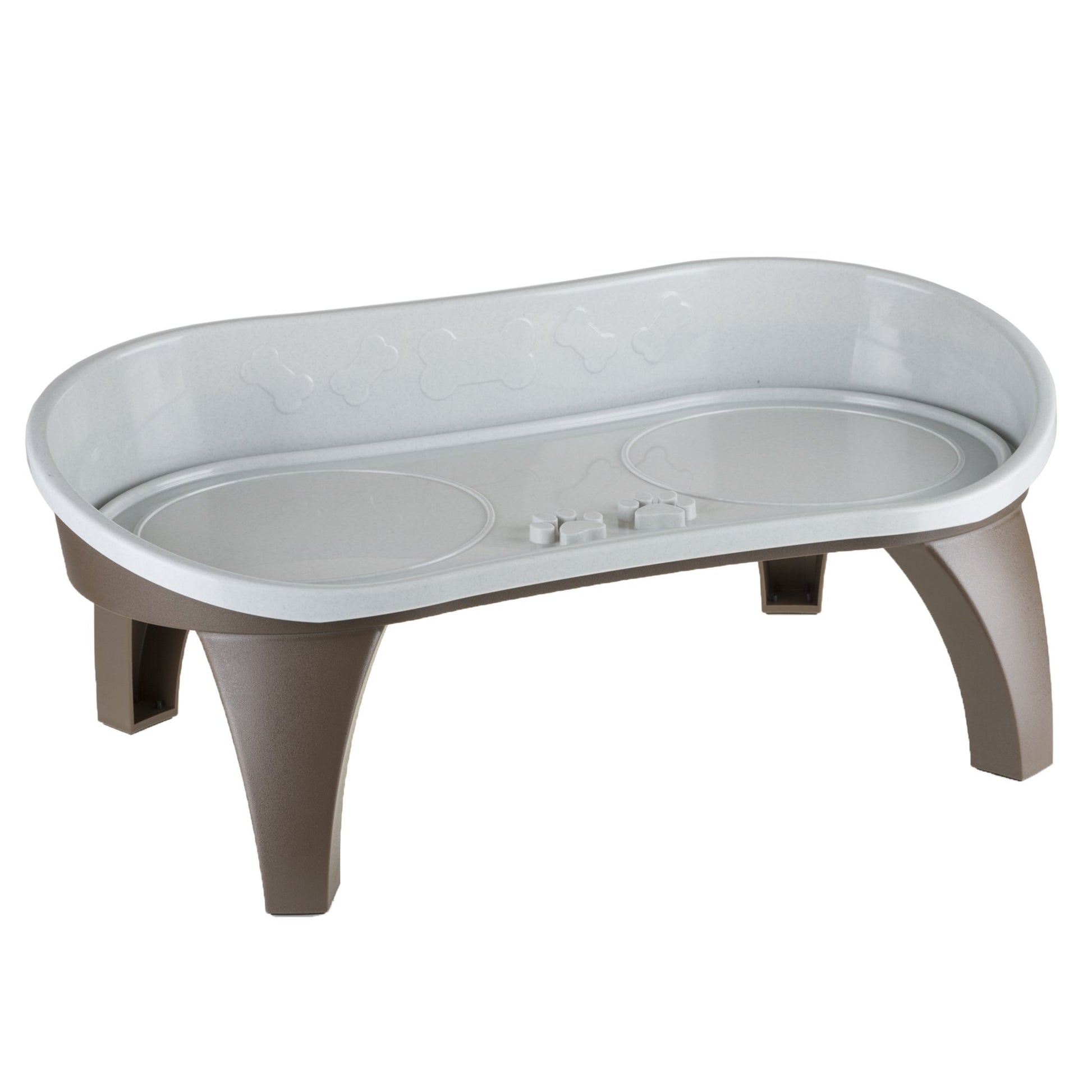 Bandeja Elevada para Mascotas Petmaker Gris con Protector Antisalpicaduras y Patas Antideslizantes