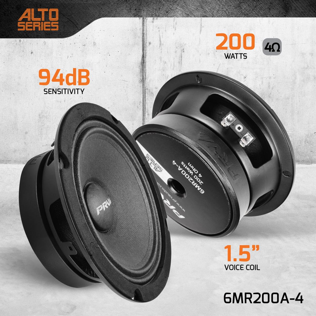 Altavoz PRV AUDIO 6.5 Pulgadas 200 Vatios de Rango Medio Compacto para Coche
