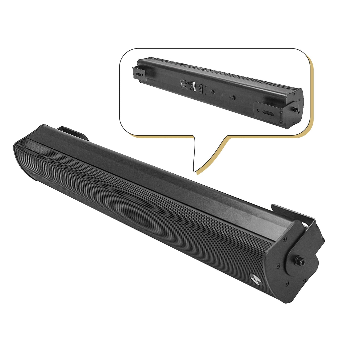 Sound Town - Altavoz de aluminio compacto resistente a la intemperie, con soporte de montaje en pared, 6 x 3 woofers, 4 x 1.2 cúpula tweeters, negro, para instalación en interiores y exteriores