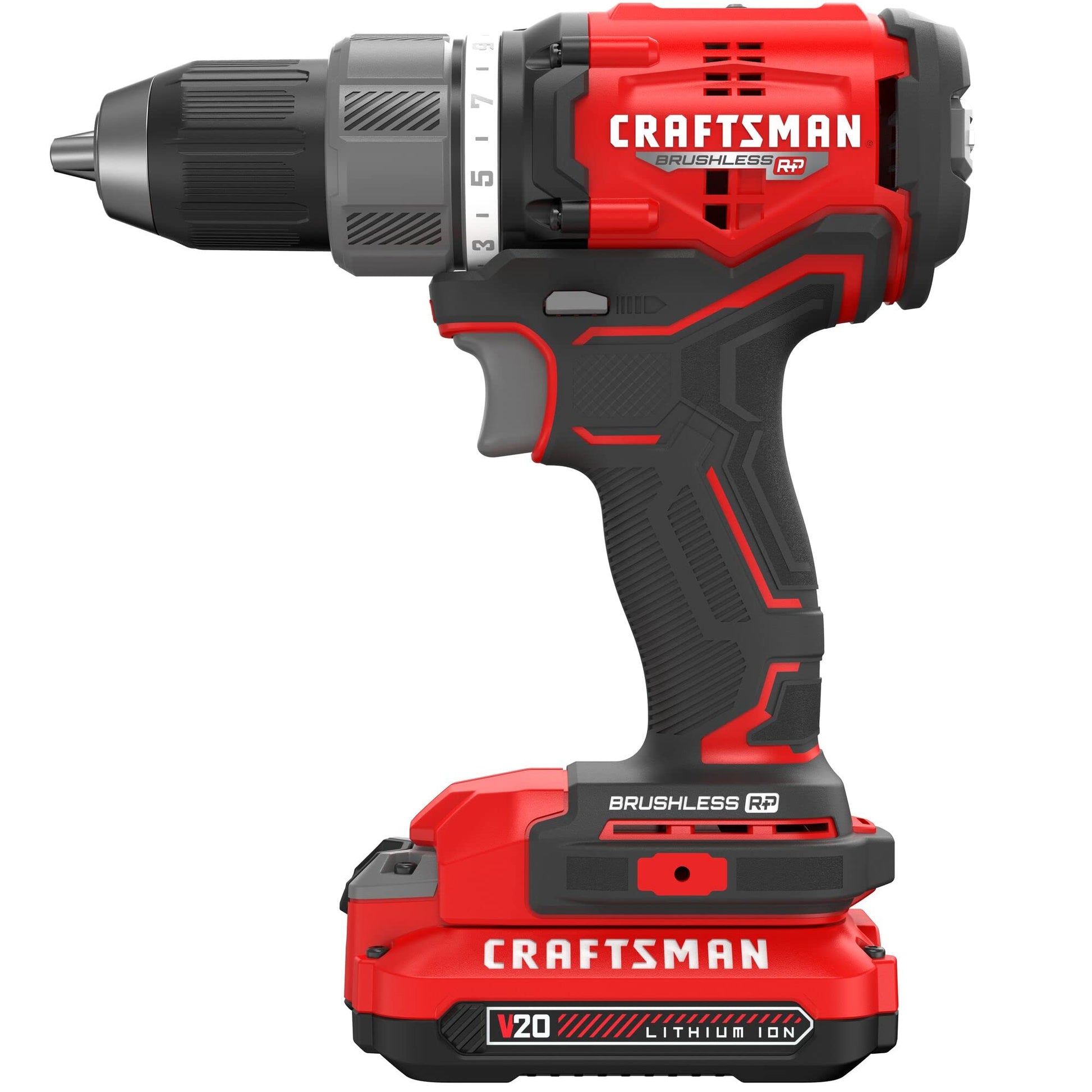 CRAFTSMAN RP+ Kit de taladro/driver inalámbrico, con 2 baterías y cargador, sin escobillas (CMCD713C2)