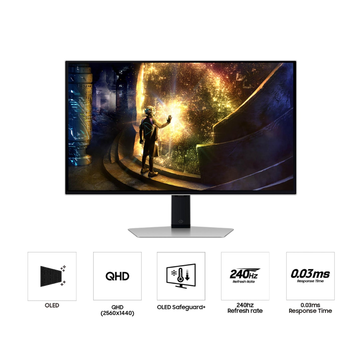 Samsung Odyssey OLED G6 (G61SD) QHD y QD-OLED 240Hz 0.03ms FreeSync Premium Pro Monitor para juegos con elegante diseño de metal, 3 años de garantía, EE. UU., LS27DG610SNXZA