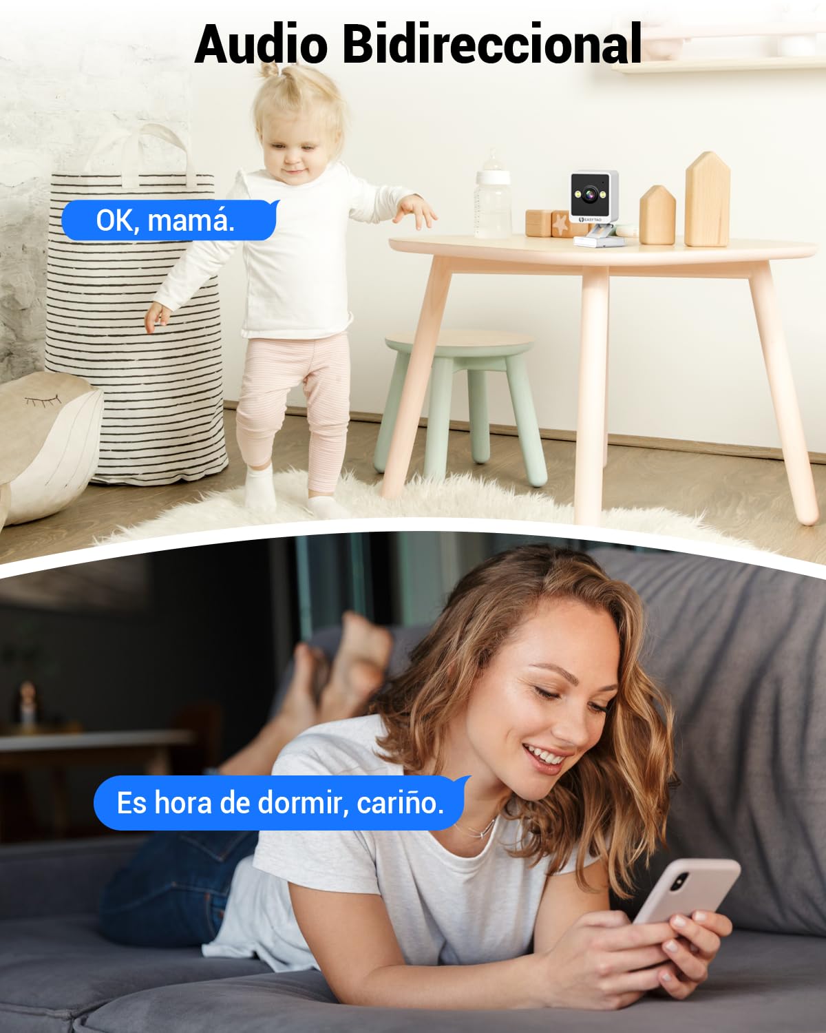 Cámara de Seguridad EASYTAO Blanca con Instalación Magnética y Visión Nocturna (Pack de 2) Compatible con Alexa