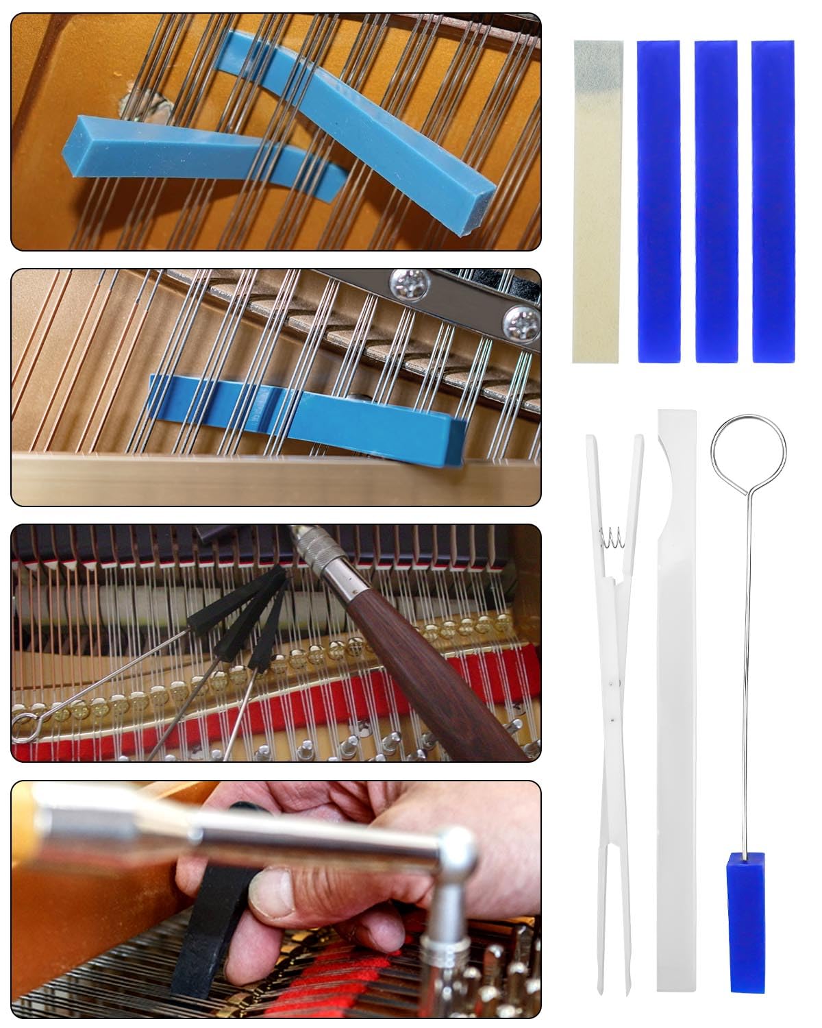 Vaticas - Juego de 10 piezas de afinación de piano profesional para afinar piano, herramientas de silencio, llave de afinación de piano con funda para principiante, afinador profesional