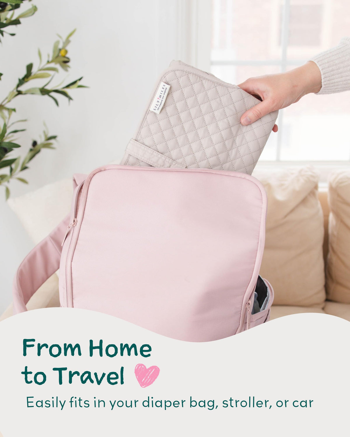 Lily Miles - Cambiador de pañales portátil, cambiador de bebé con cierres magnéticos, almohadilla de viaje para bolsa de pañales, esencial para bebé, tapete lavable e impermeable (arena suave, regular
