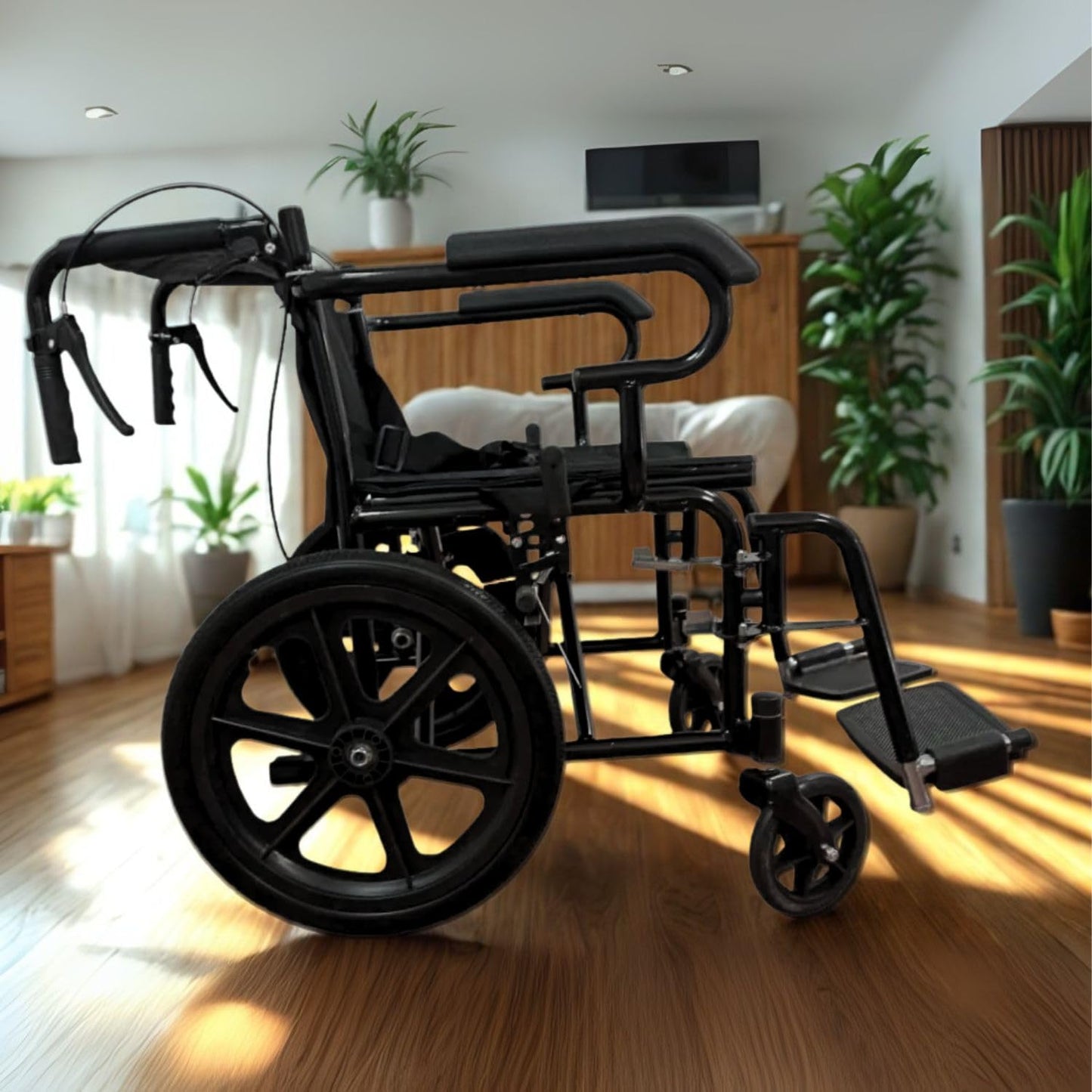 Silla De Ruedas ekomobility Plegable con Freno en Agarradera para Traslado