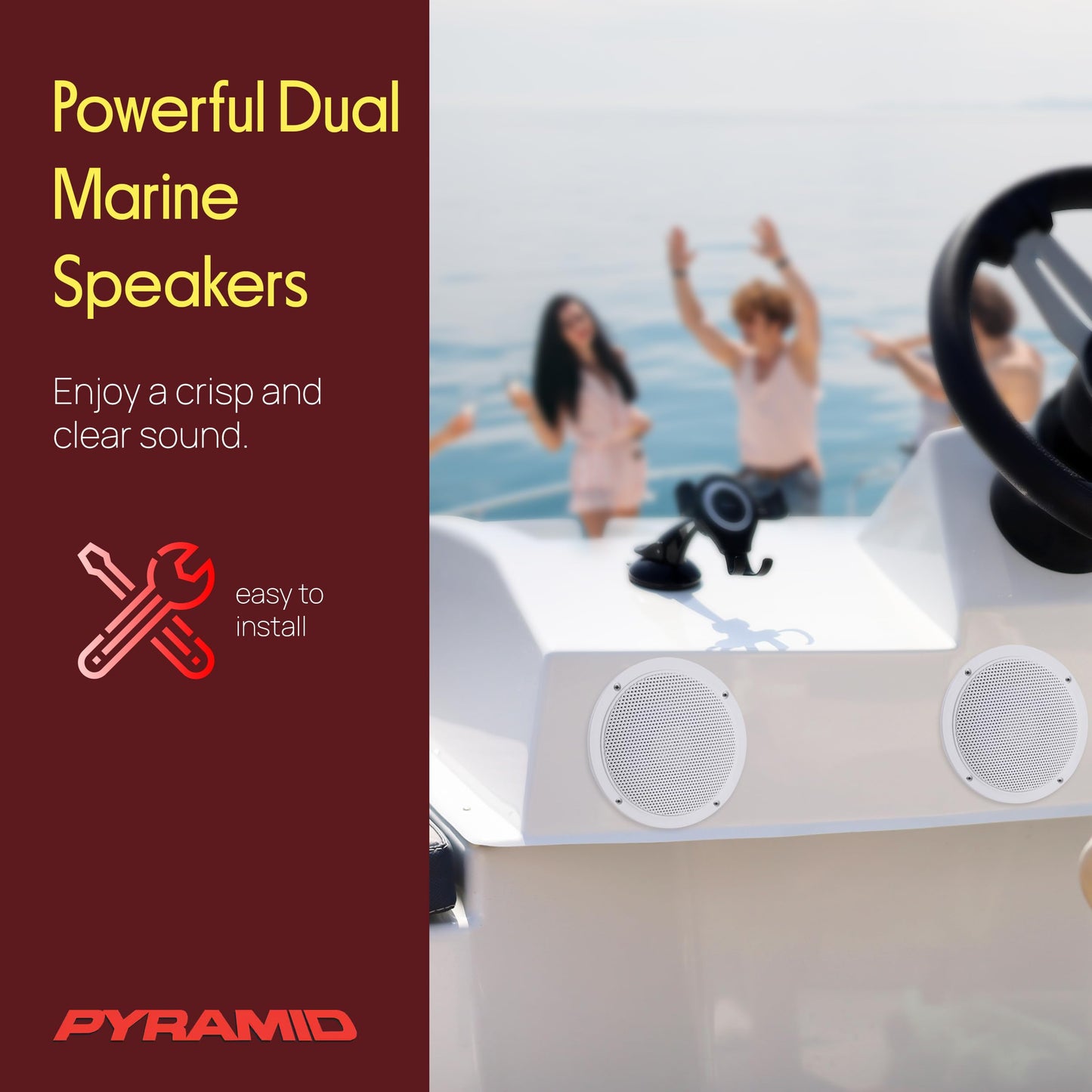 Pyramid MDC6 5.25-Inch Marine 100 Watts Dual Cone Waterproof Stereo Speakers