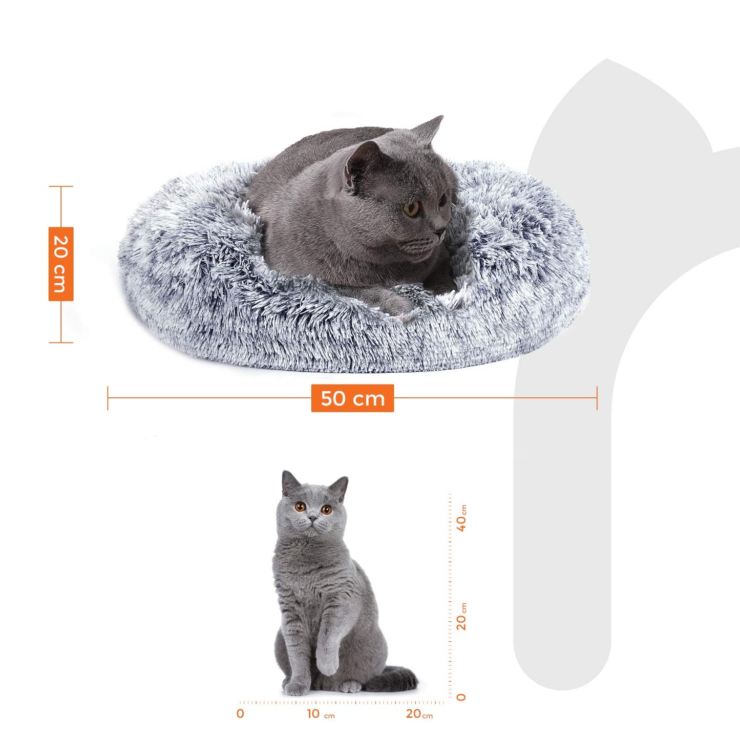 Feandrea Cama de Perros, Cama para Mascotas, Diámetro de 50 cm, Cojín Central Extraíble y Lavable, Alfombra de Felpa, Gris Ombré MPGW037G01