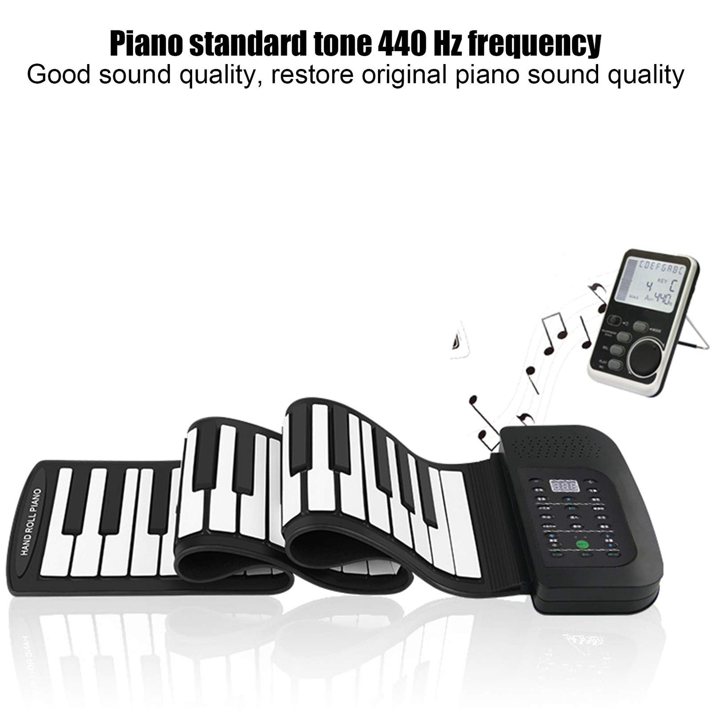Teclado de Piano POCREATION Negro Flexible Roll Up 88 Teclas Portátil para Principiantes