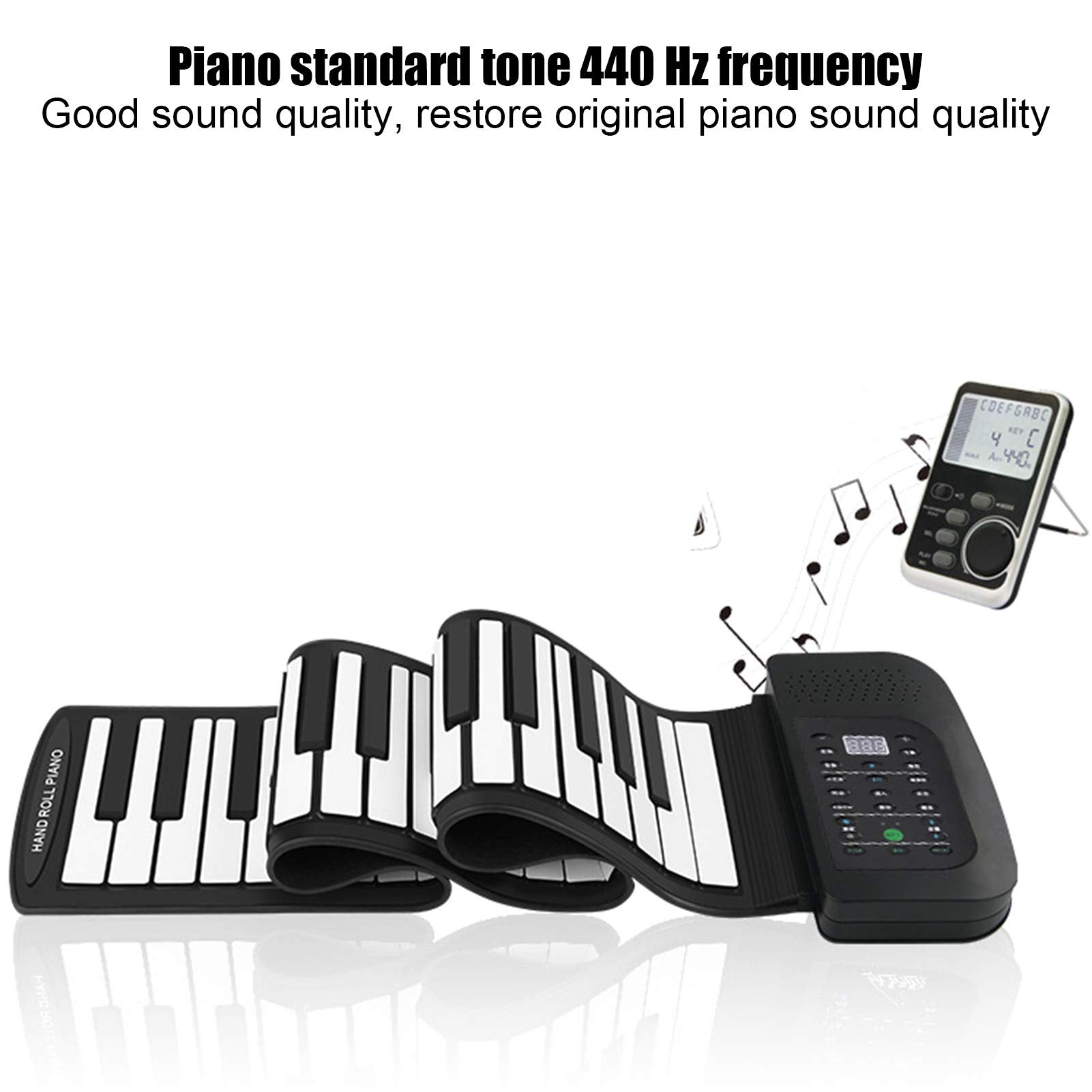 Teclado de Piano POCREATION Negro Flexible Roll Up 88 Teclas Portátil para Principiantes