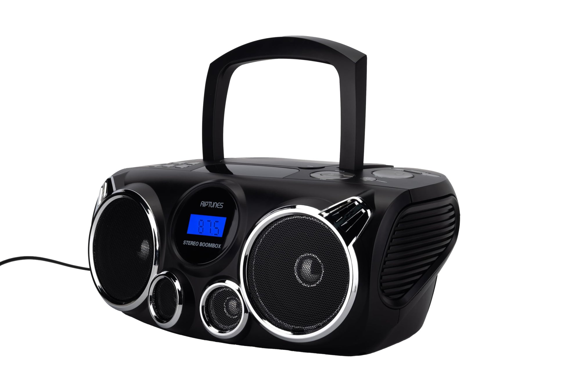 Reproductor de CD RIPTUNES Negro con Sonido Estéreo Bluetooth y Graves Mejorados