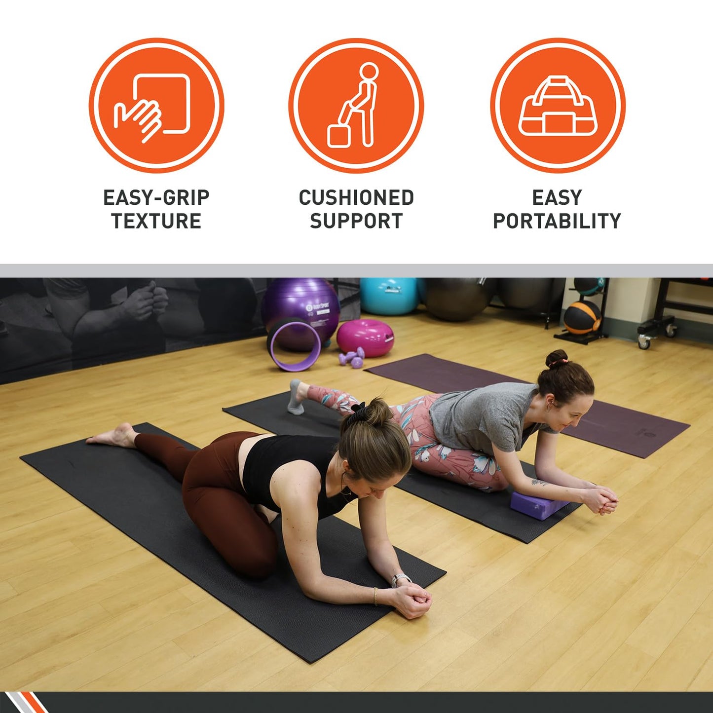 Body Sport Yoga and Fitness Mat, 1/4-Inch, Black
