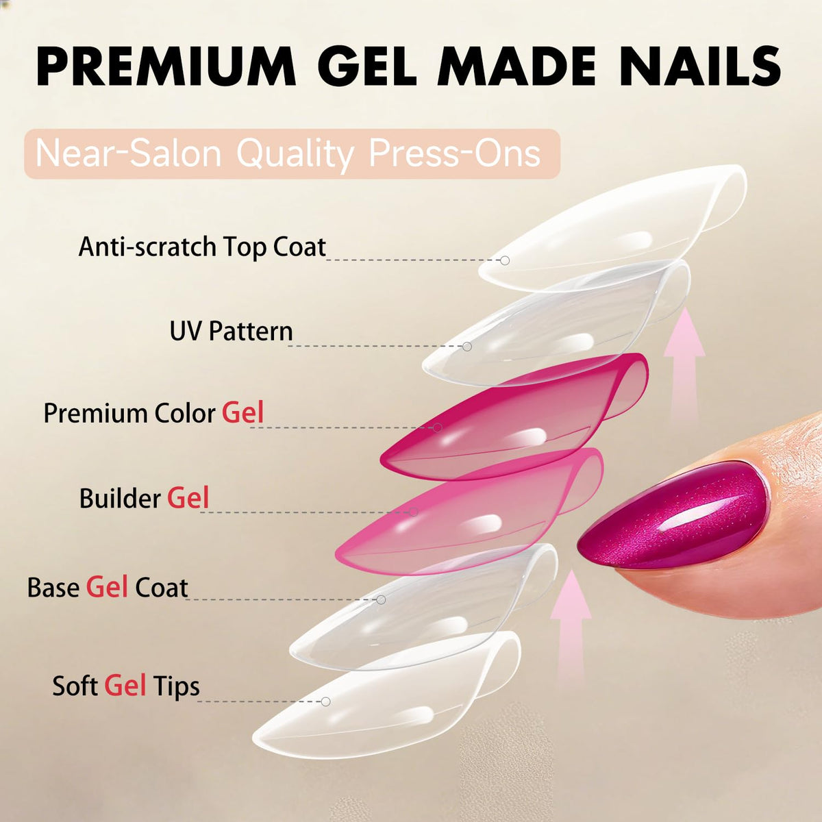 SXVME Uñas postizas de gel suave con acabado cromado esmaltado para mujer, reutilizables, color rosa intenso, 30 unidades.
