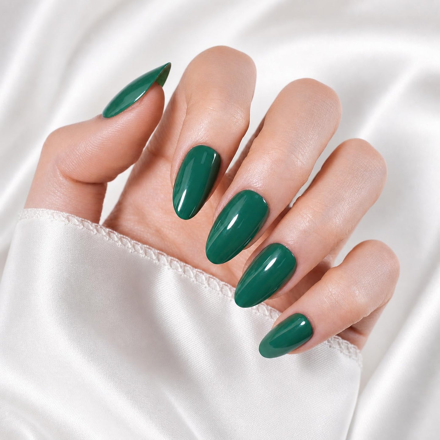 SXC Uñas postizas de la marca Cosmetics | Serie X1, almendra corta (026 Esmalte Esmeralda)