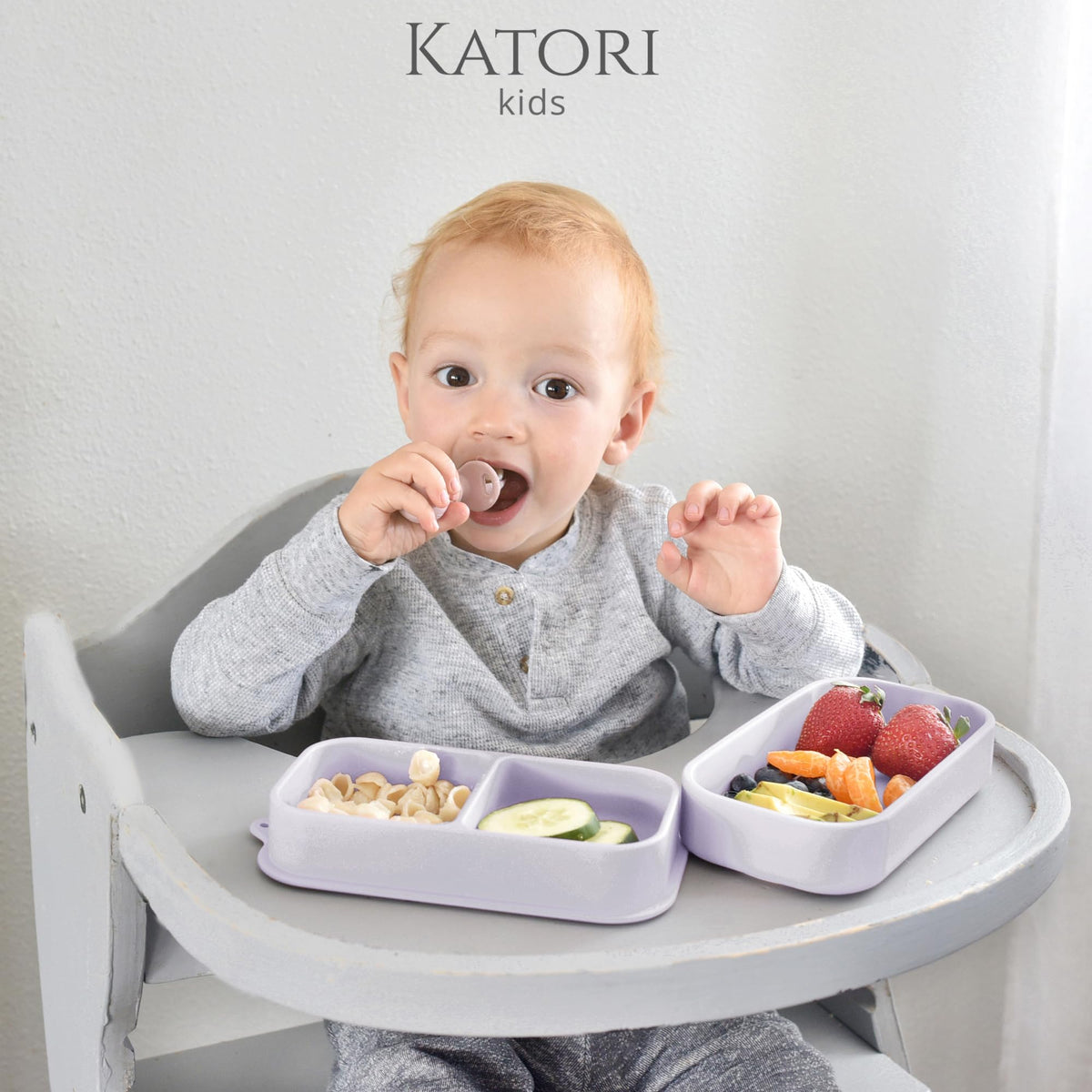 KATORI - Plato de succión infantil para bebé para ir | Juego de 5 platos de silicona de viaje con bolsa de viaje | Plato para niños pequeños | Esencial de viaje para bebés | Tazón para bebés | Platos