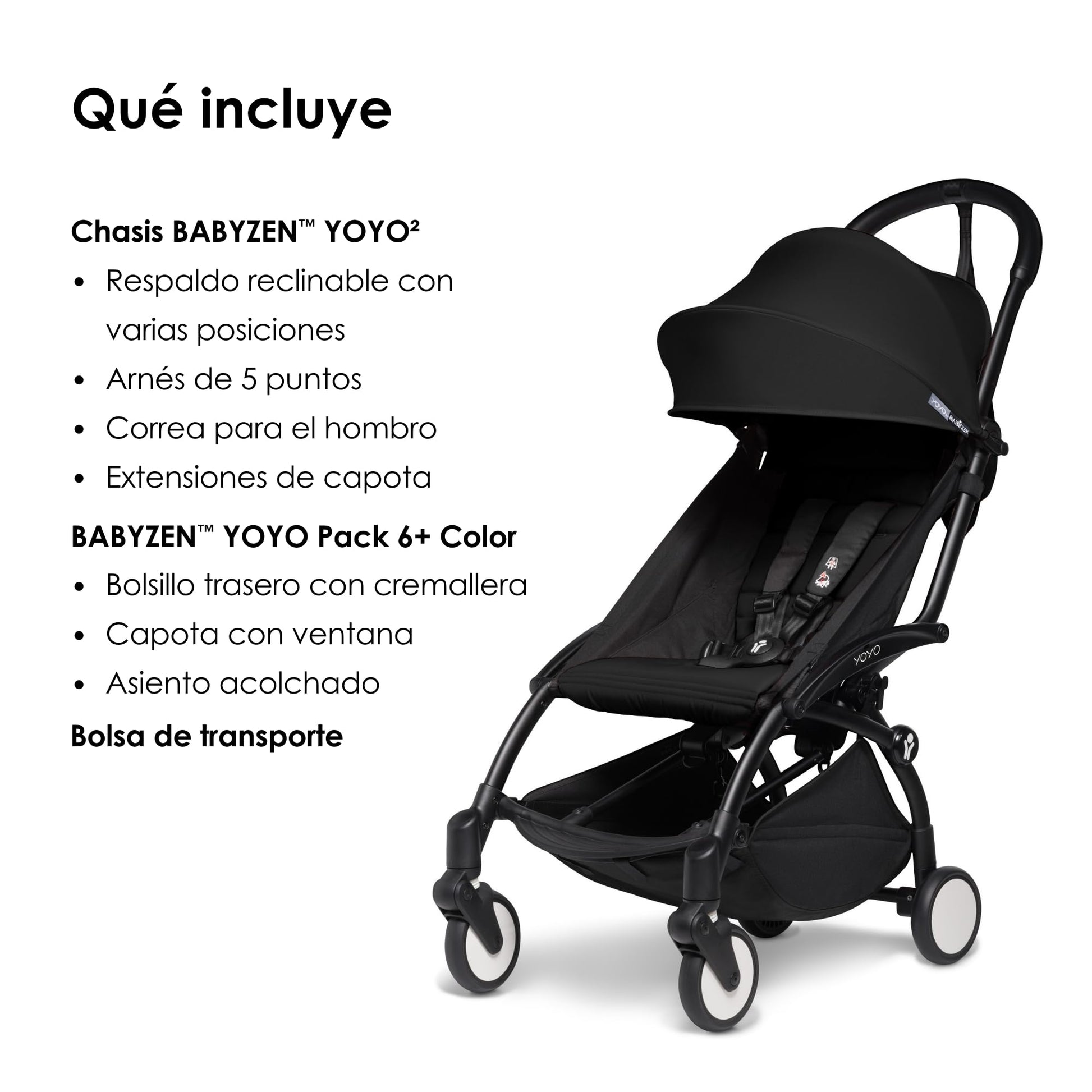 Babyzen Carriola YOYO² Chasis Negro Y Color Pack 6+ (Negro)