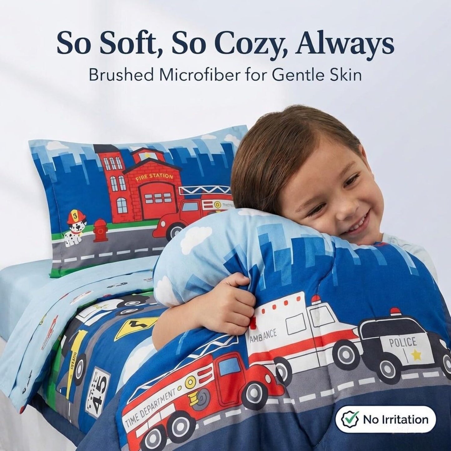 EVERYDAY KIDS - Juego de ropa de cama de 4 piezas para niños pequeños, incluye edredón, sábana encimera, sábana bajera y funda de almohada reversible