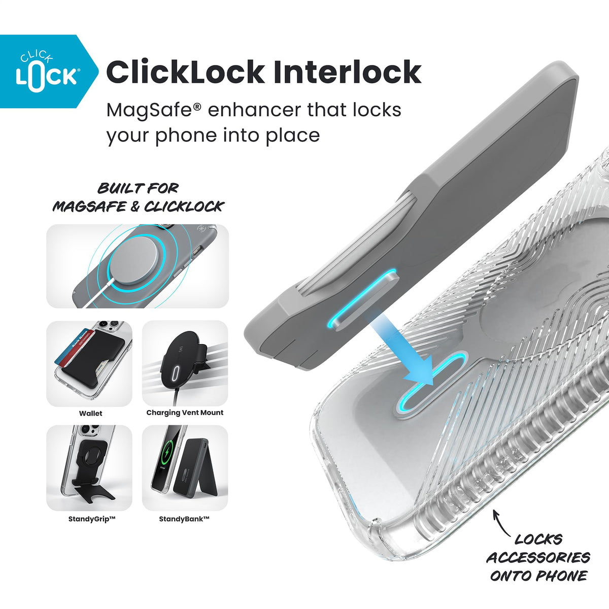 Funda Protectora Speck Presidio Transparente y Plateado con Clear Grip para iPhone 17