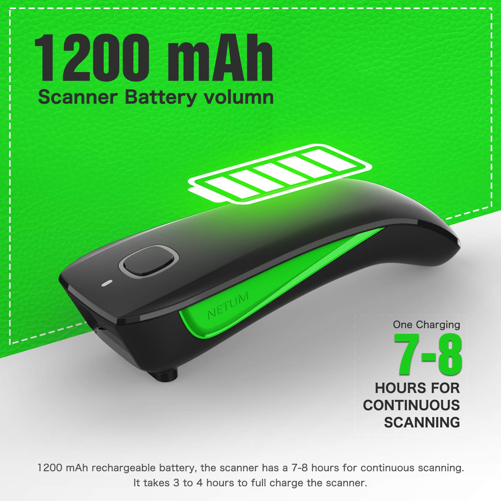 NETUM - Mini escáner de código de barras 1D con Bluetooth, 3 en 1, portátil, automático, USB, inalámbrico, CCD, escaneado de código de barras, compatible con escaneado de visualización, para tabletas,