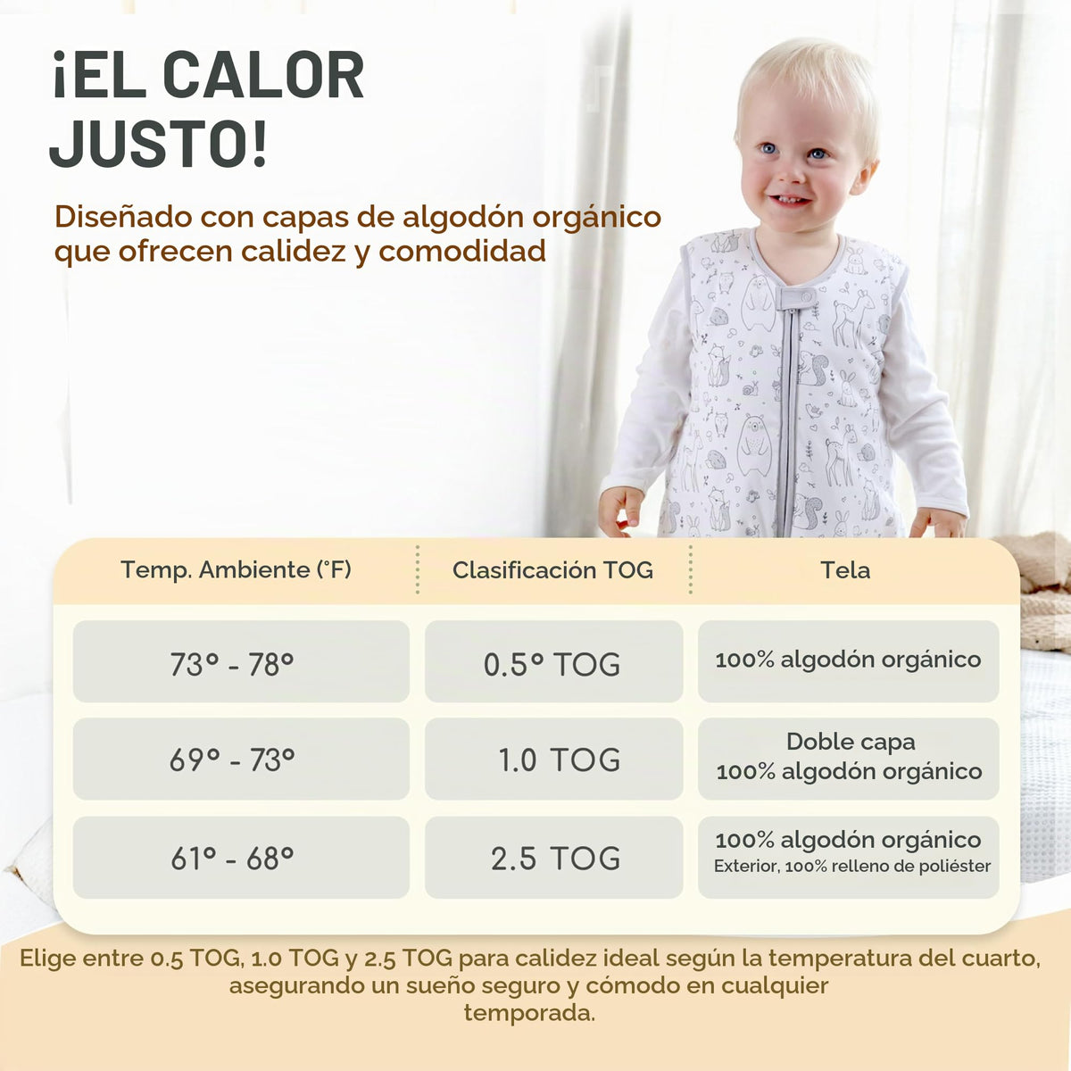 Mama Cheetah Saco de Dormir para Niños Pequeños con Pies 2T, 1.0 TOG Mantas Portátiles de Algodón Orgánico para Bebé con Piernas, Saco de Dormir para Bebé para Caminantes, Caminante Temprano Mediano
