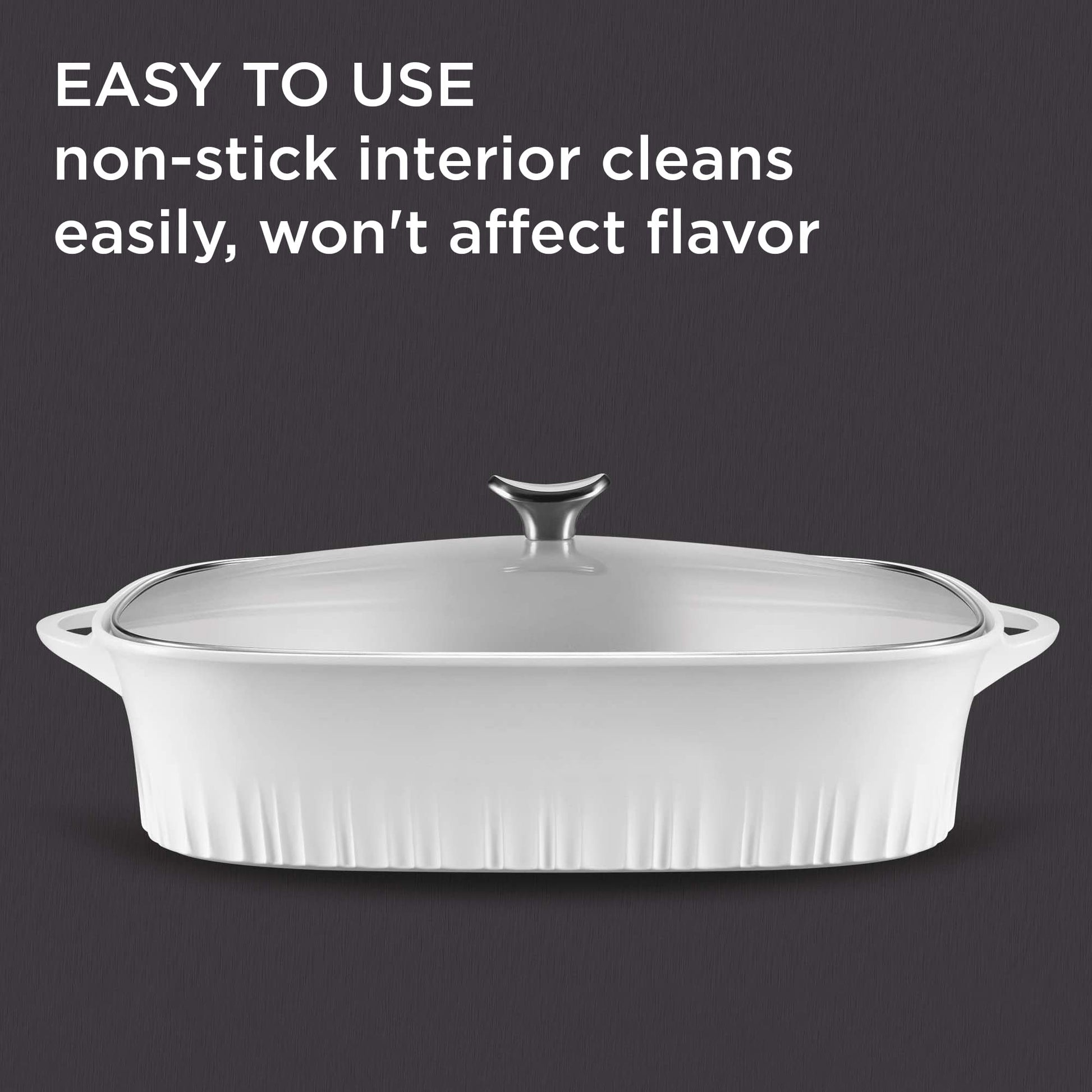 CorningWare QuickHeat - Asador de aluminio fundido de 5.7 cuartos de galón con tapa e interior de cerámica antiadherente, ligero y rápido incluso para hornear y cocinar al calor, para carnes, sopa