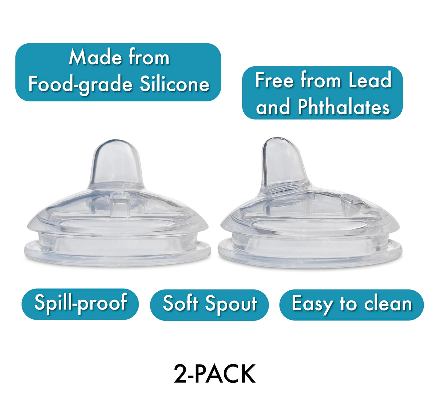 BelBeyo Tetinas con boquilla y asas para biberones Comotomo (paquete de 2), boquilla de silicona suave de grado alimenticio, tetinas de transición, convierte el biberón en vaso para bebé, a prueba de
