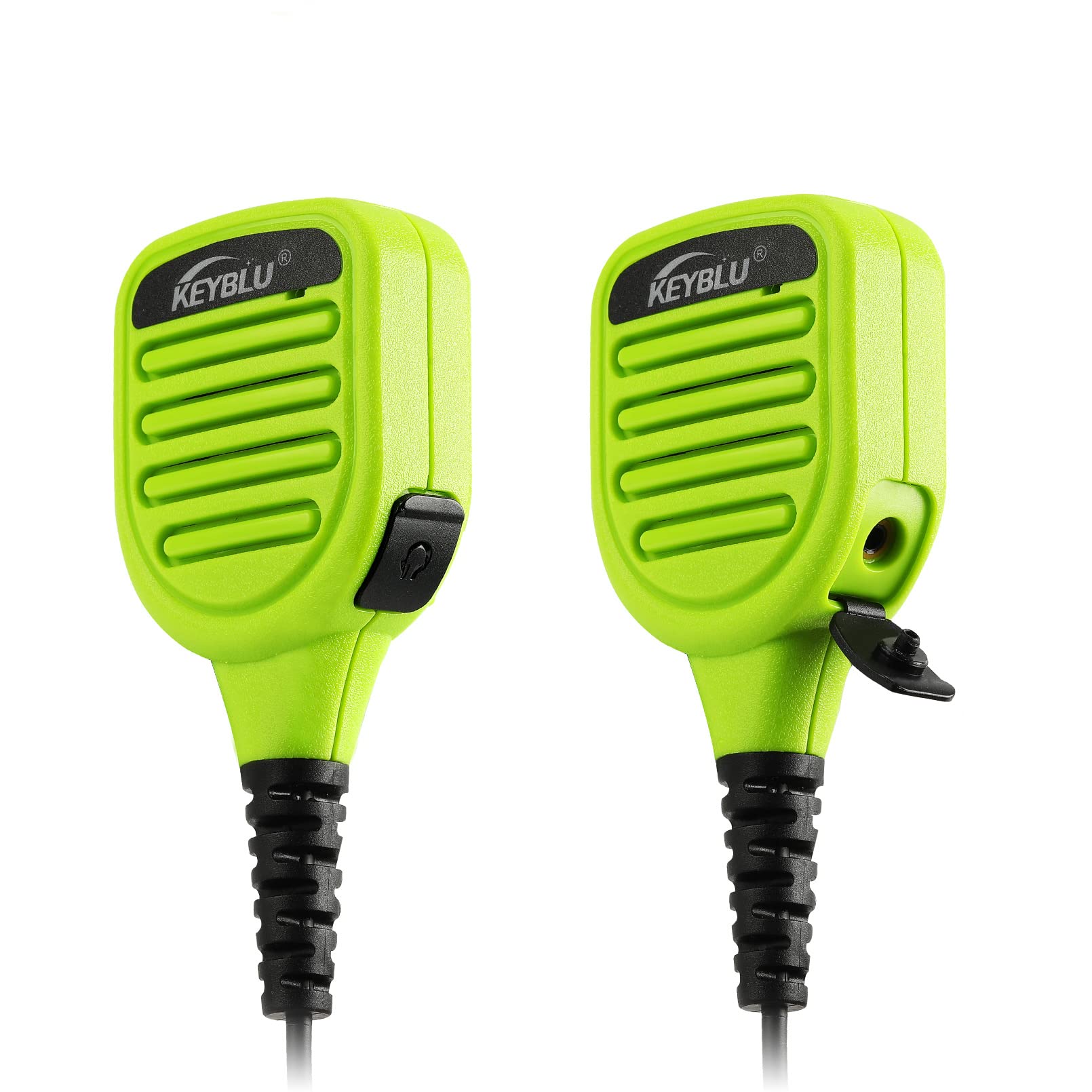 KEYBLU - Micrófono de bocina de hombro CP200D, radio de dos vías, de dos pines, impermeable, con conector de audio de 3.5 mm, compatible con walkie talkie Motorola CP200, CLS1410, CLS1110 y RDM2070D (para Motorola, verde).