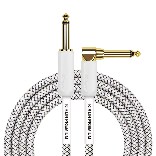 KIRLIN, KIRLIN Cable de instrumento Cable de 1/4 pulgadas, enchufe monofónico, blanco, 20 pies (IWB-202WGL-20/WT)