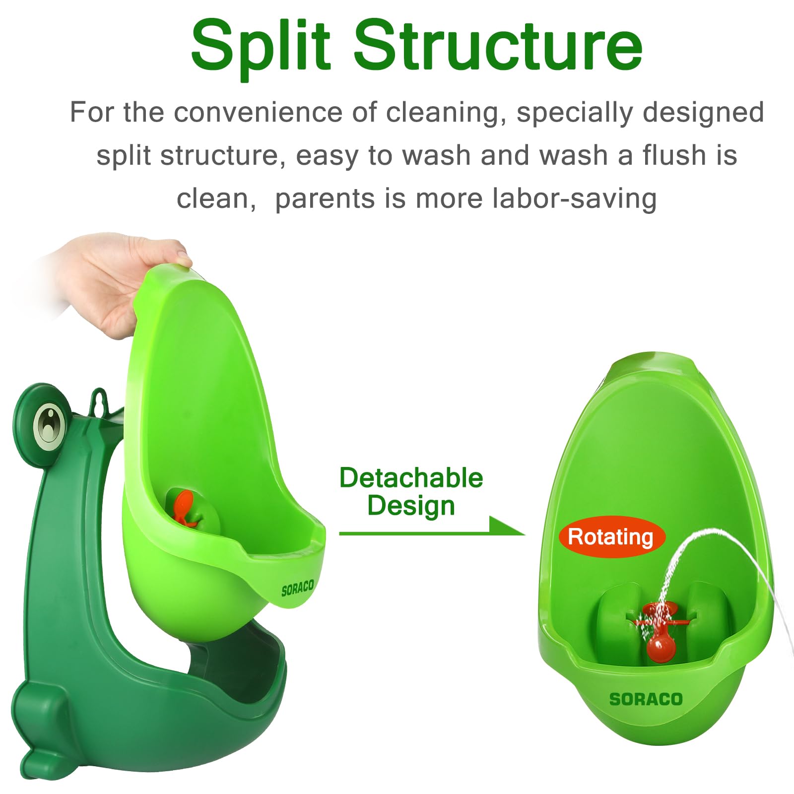 Soraco Frog Potty Training Urinal for Toddler Boys Toilet with Aiming Target-Green