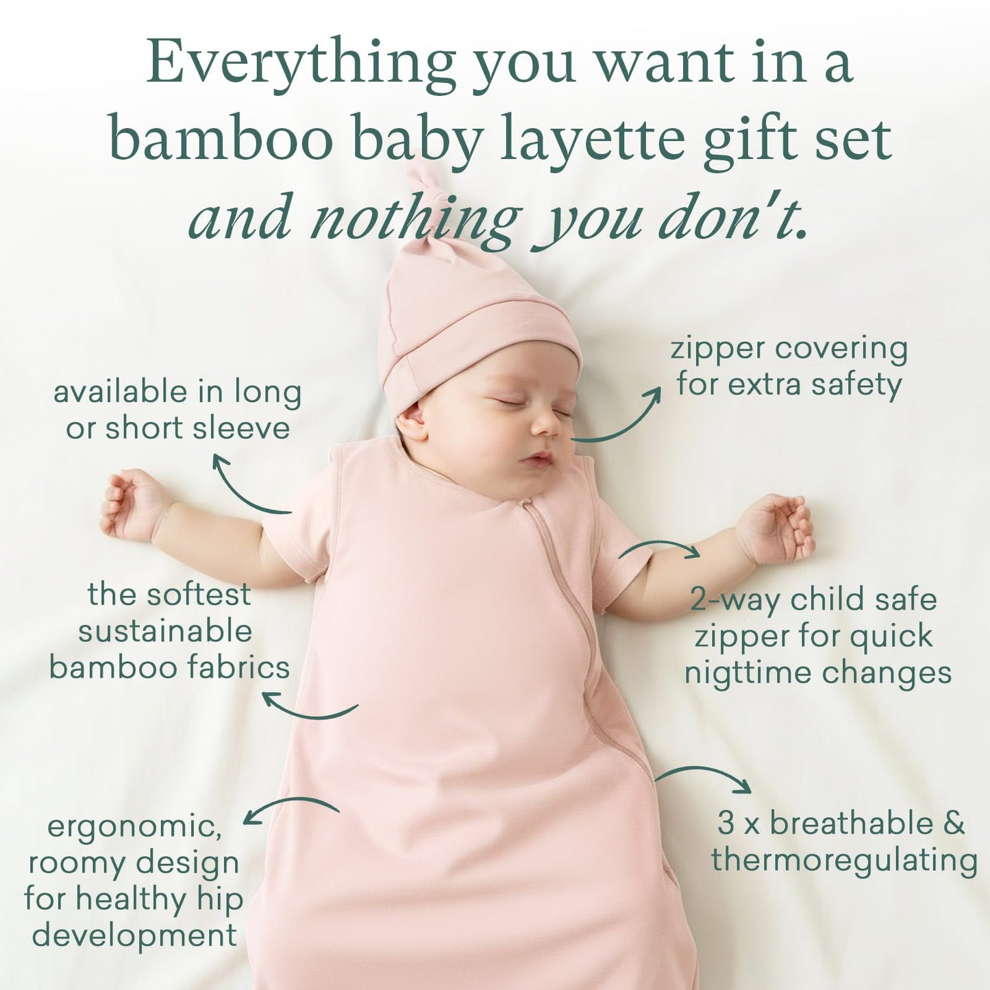 PurComfy - Juego de regalo de ropa de bambú para recién nacidos, juego de canastas suaves con saco de dormir, ropa esencial para bebé niña, Colección Amelia, 3-6 Meses