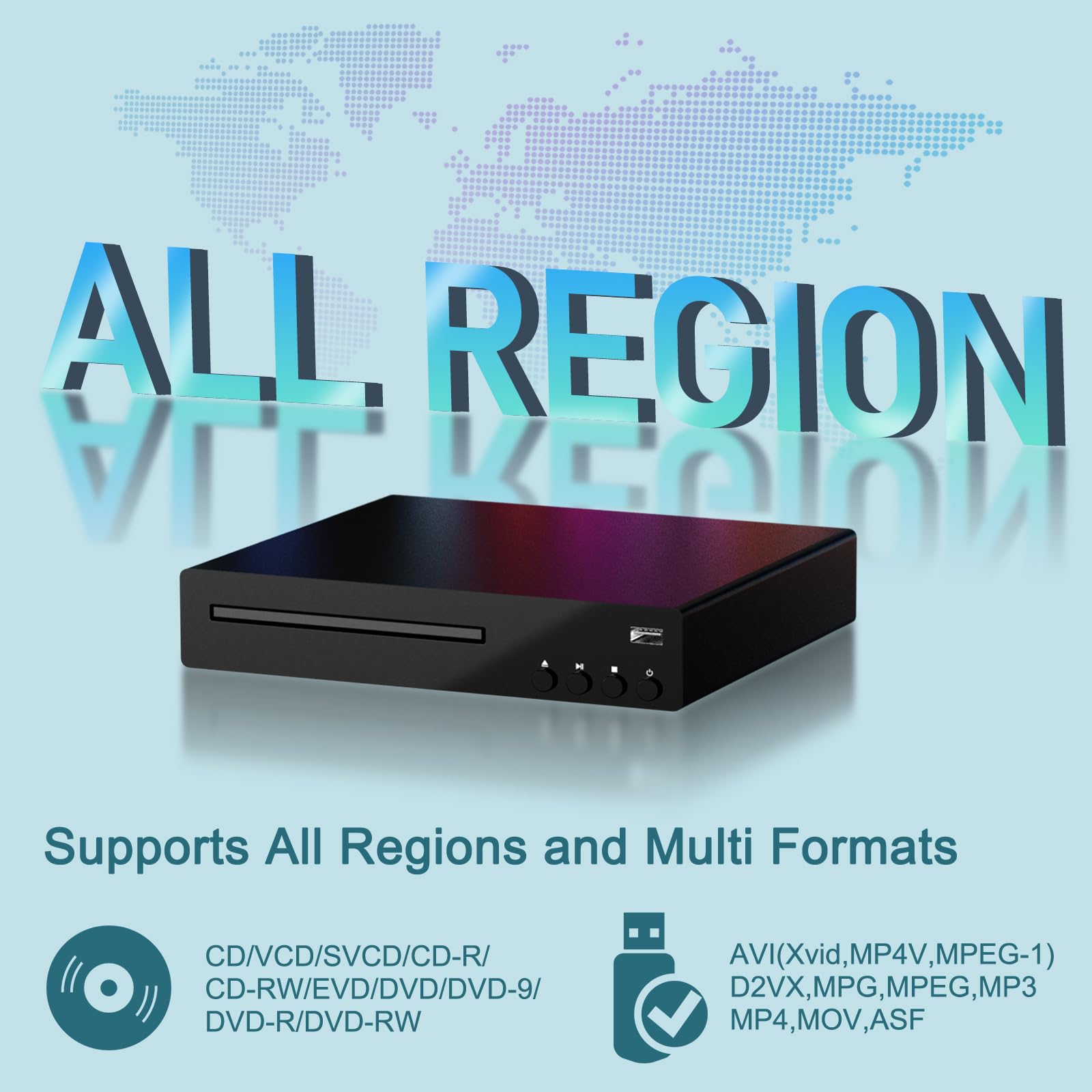 Reproductor de DVD Compacto HDMI HD 1080p con Entrada USB y Mando a Distancia