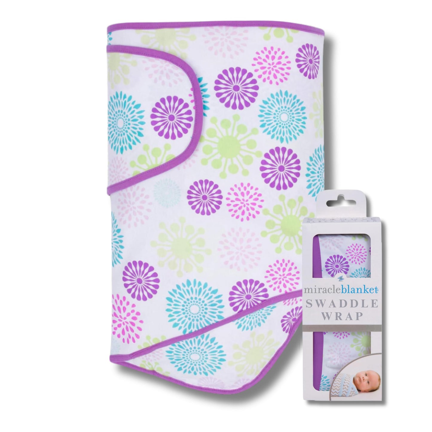 Miracle - Manta para Envolver – Ayuda a tu recién Nacido a Dormir más Tiempo, Saco de Dormir Suave y Seguro para bebés – Manta para Envolver fácil de Usar para un bebé Tranquilo (ráfaga Colorida)