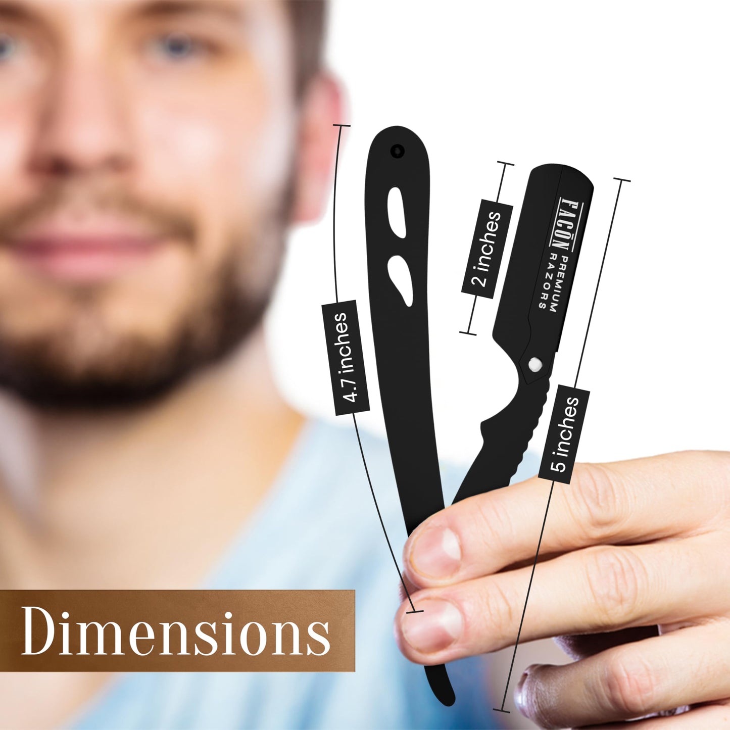 100 cuchillas + facón profesional de corte recto para peluquería