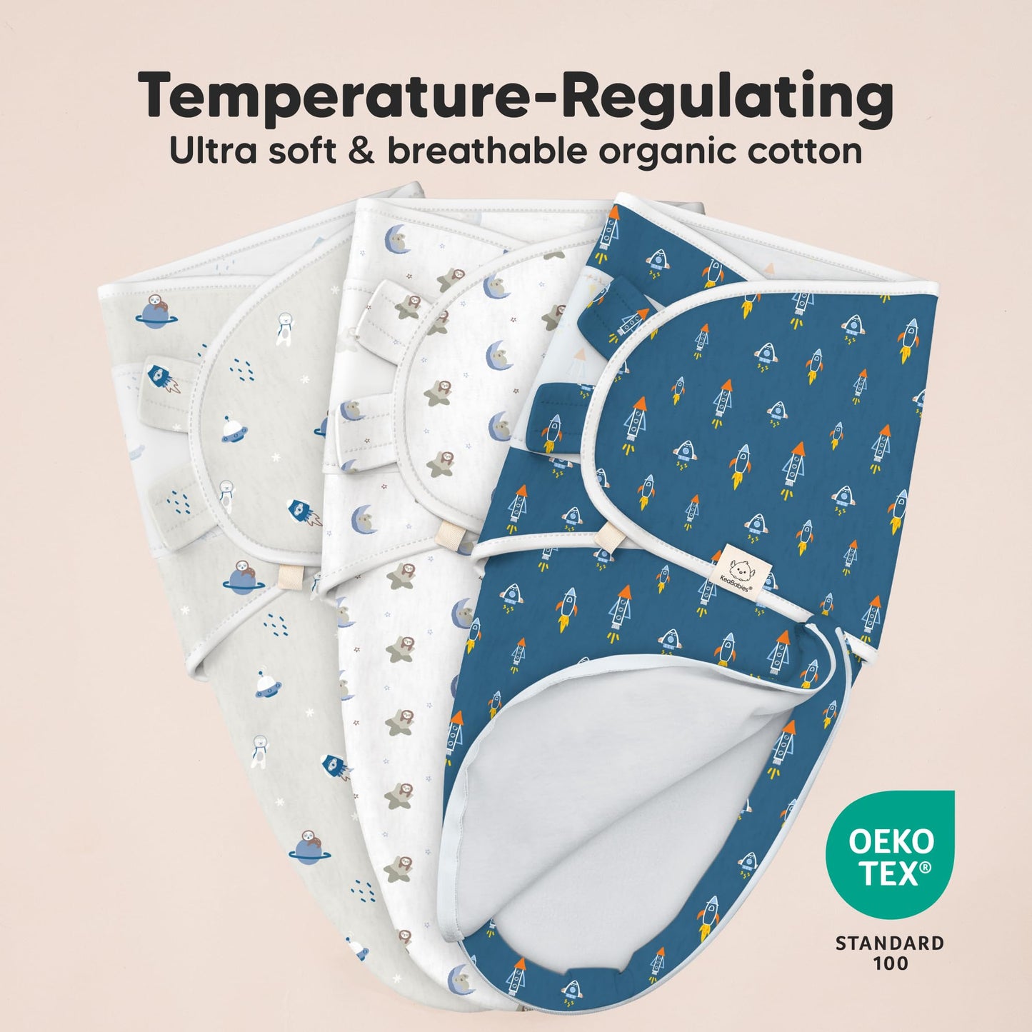 Lote de 3 Sacos de Dormir con Cremallera para Bebé – Saco de Dormir para Recién Nacido de 0 a 3 Meses, Pañales con Cremallera Fáciles de Cambiar para Recién Nacido, Mantas de Enrollar (Cosmo)