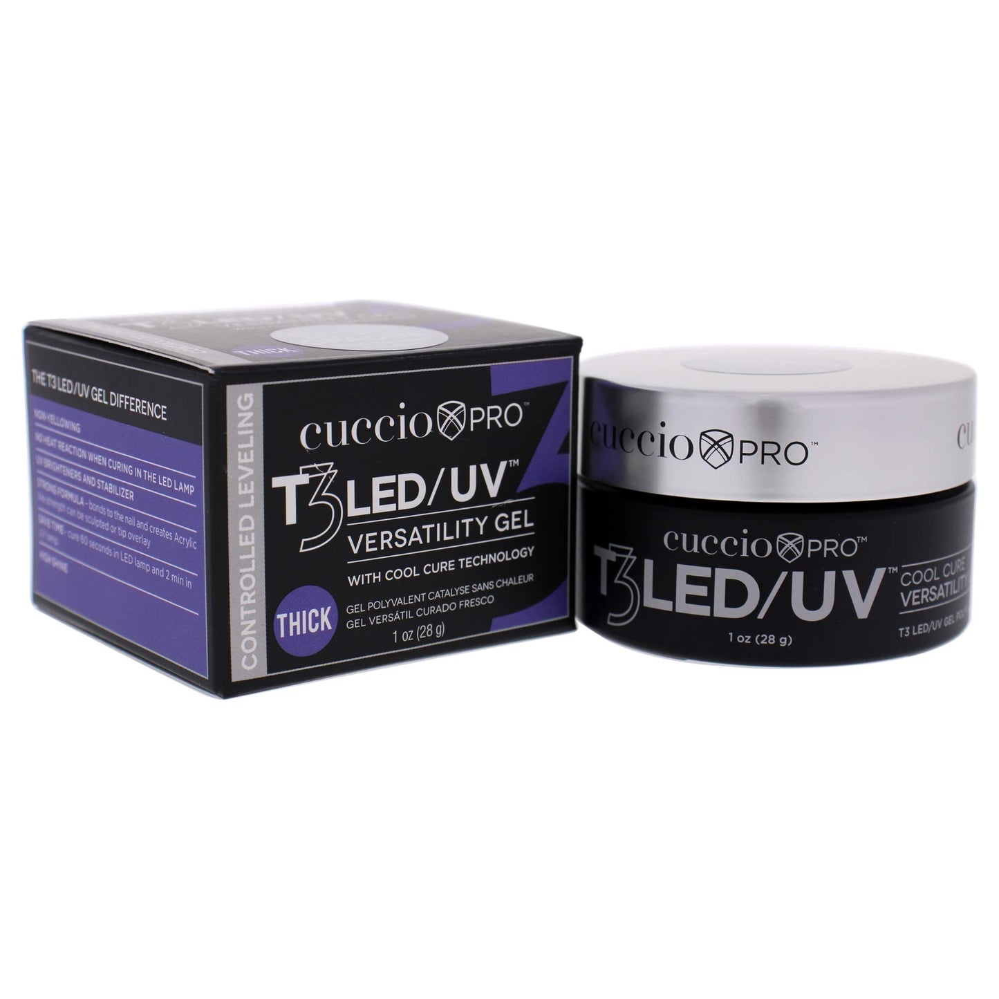 Cuccio Pro T3 LED/UV Cool Cure Versatility Gel - Controlled Levelling - Incredibly Flexible - Strong Adhesion - Thick Viscosity - Fast Application - Quick Cure - Opaque Brazilian Blush - 28 G Nail Gel