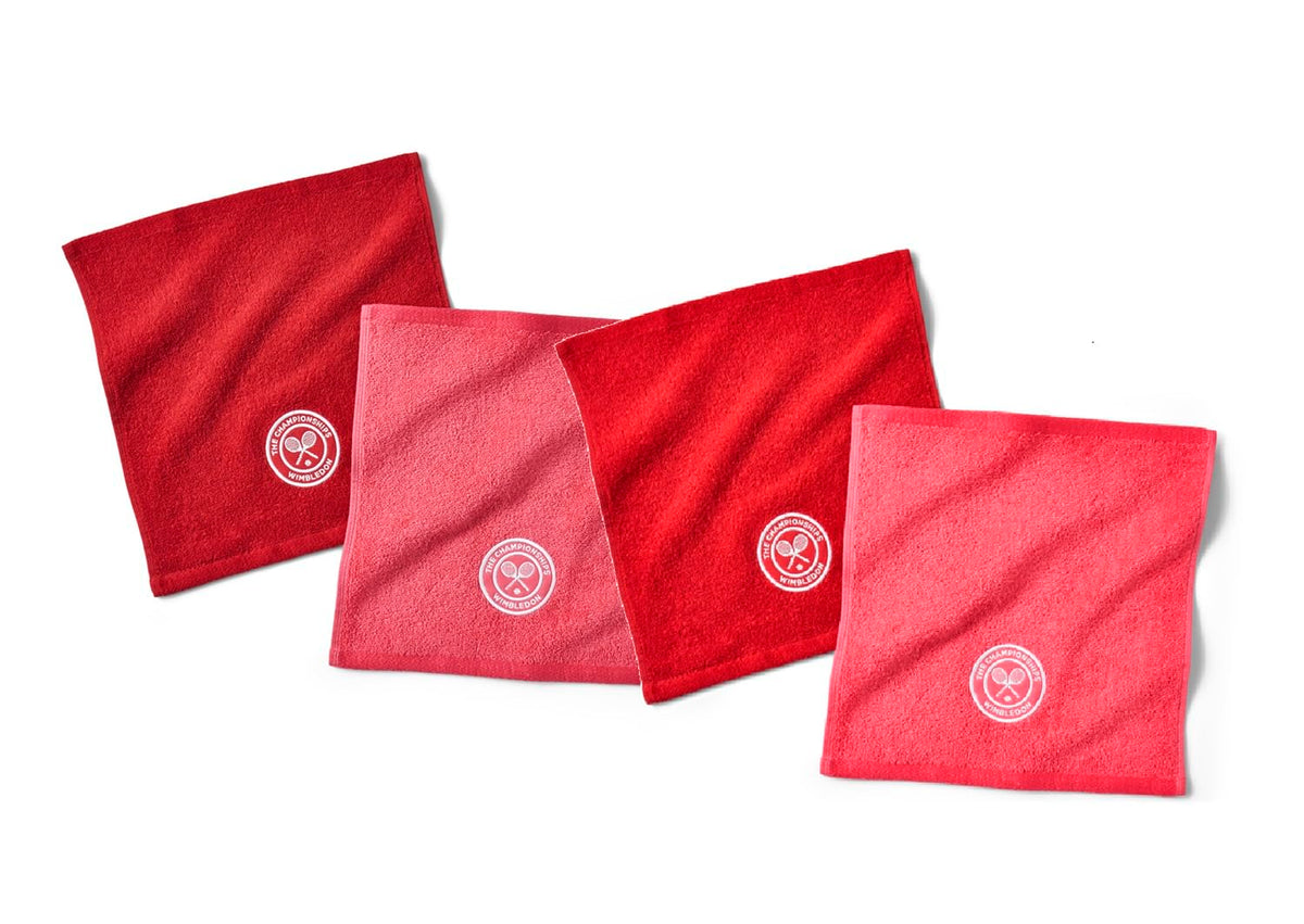 Wimbledon Official Championship 2026 - Paños para la cara | 12 x 12 pulgadas, paquete de 4 colores clásicos | Fresa y rosa de temporada
