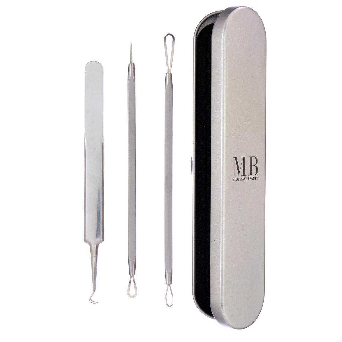 EXPRESSIONS Kit de 4 Herramientas para Iluminar La Piel, Set Profesional para Eliminar Puntos Negros con Herramientas Faciales de Acero Inoxidable Y Estuche | Suministros de Estética, Kit de Extracció