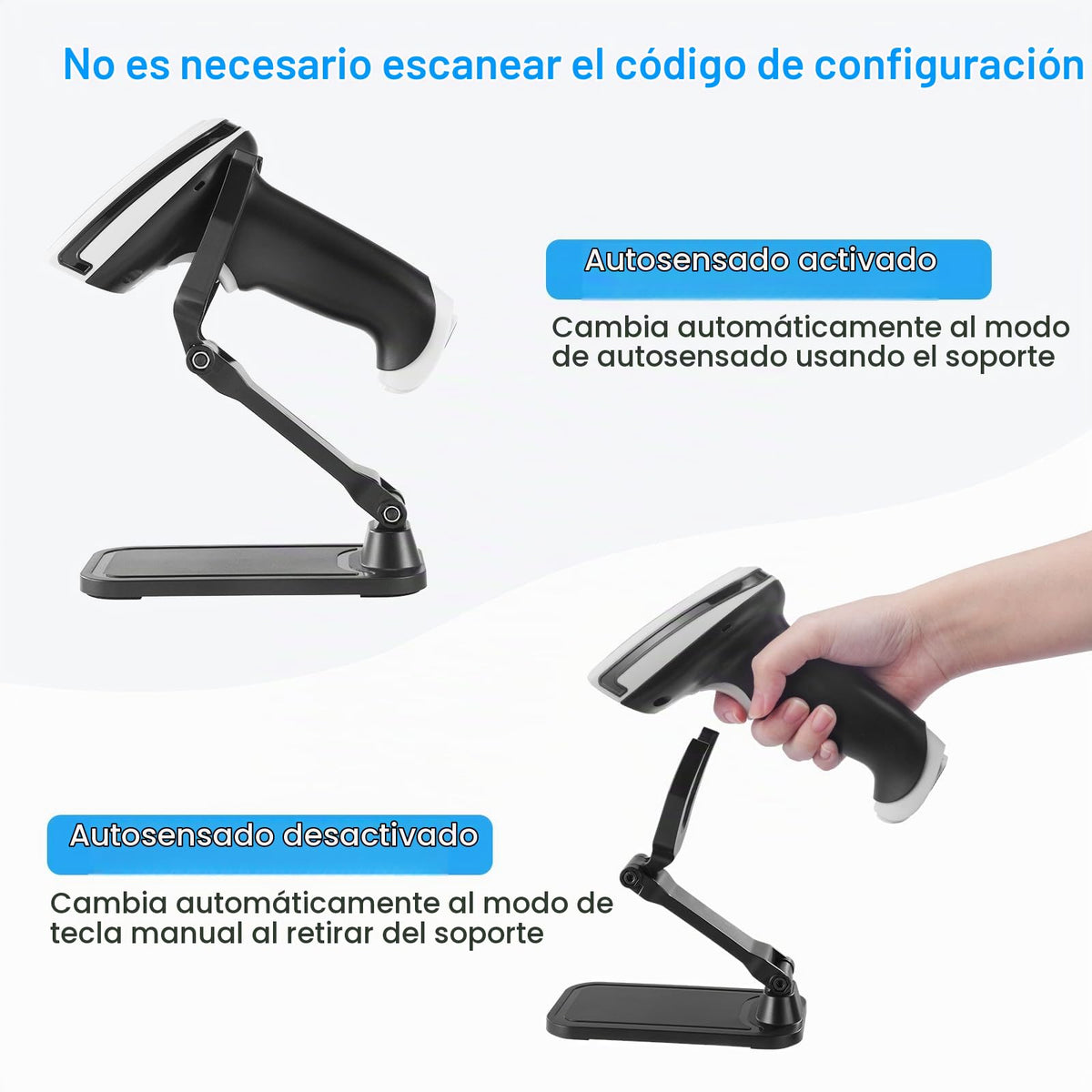 Escáner De Código De Barras Portátil Bluetooth Inalámbrico 1D 2D Con Soporte