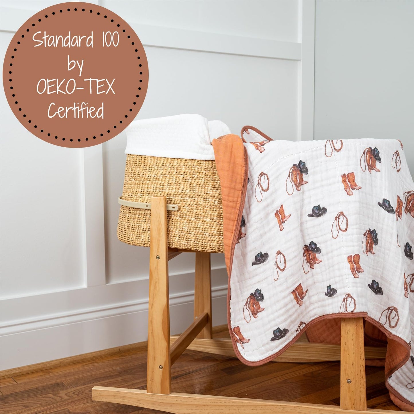 LollyBanks Manta de muselina para bebé 100% algodón orgánico, edredón de muselina ligero, manta para niños de 6 capas 47" x 47", mantas de recepción para guardería, artículos esenciales para bebés