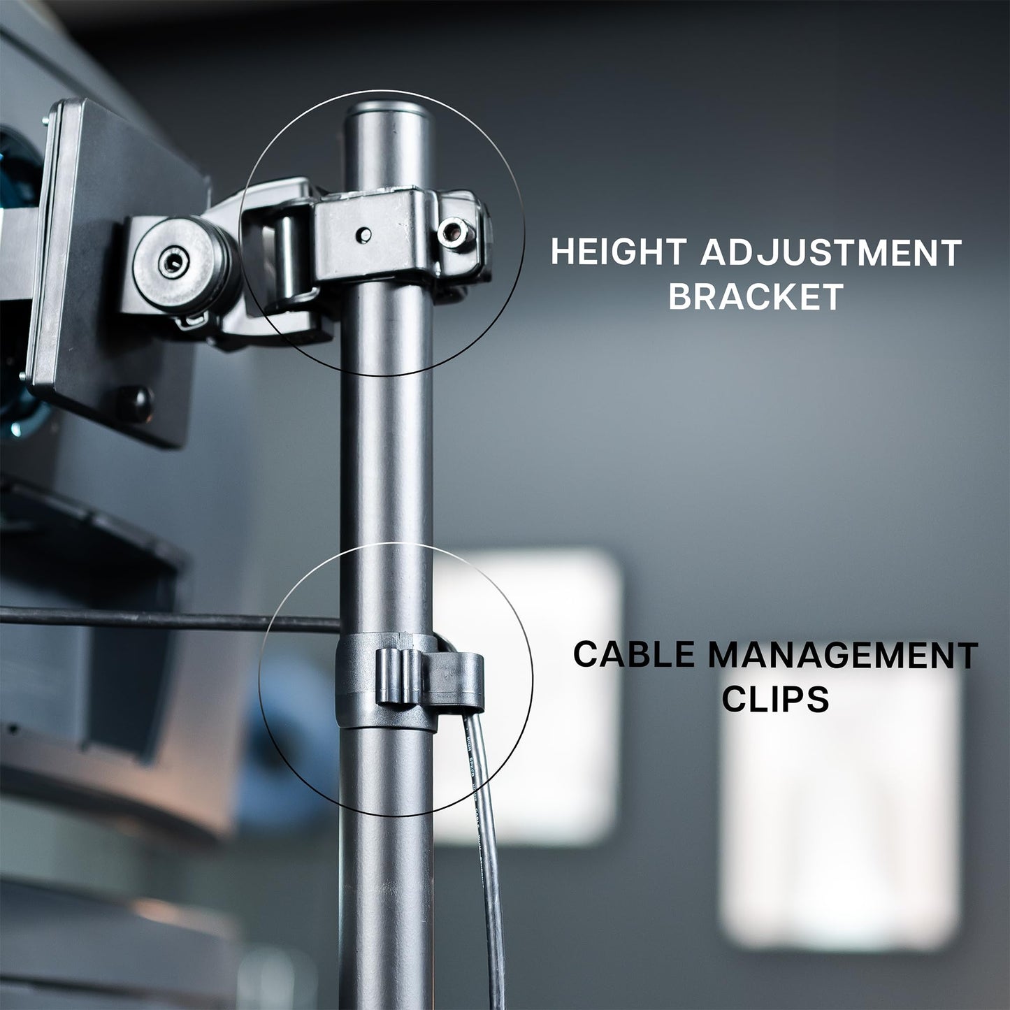Soporte de Computadora VIVO Negro Ultra Ancho y Ajustable para Monitores Verticales Doble de Hasta 49 Pulgadas