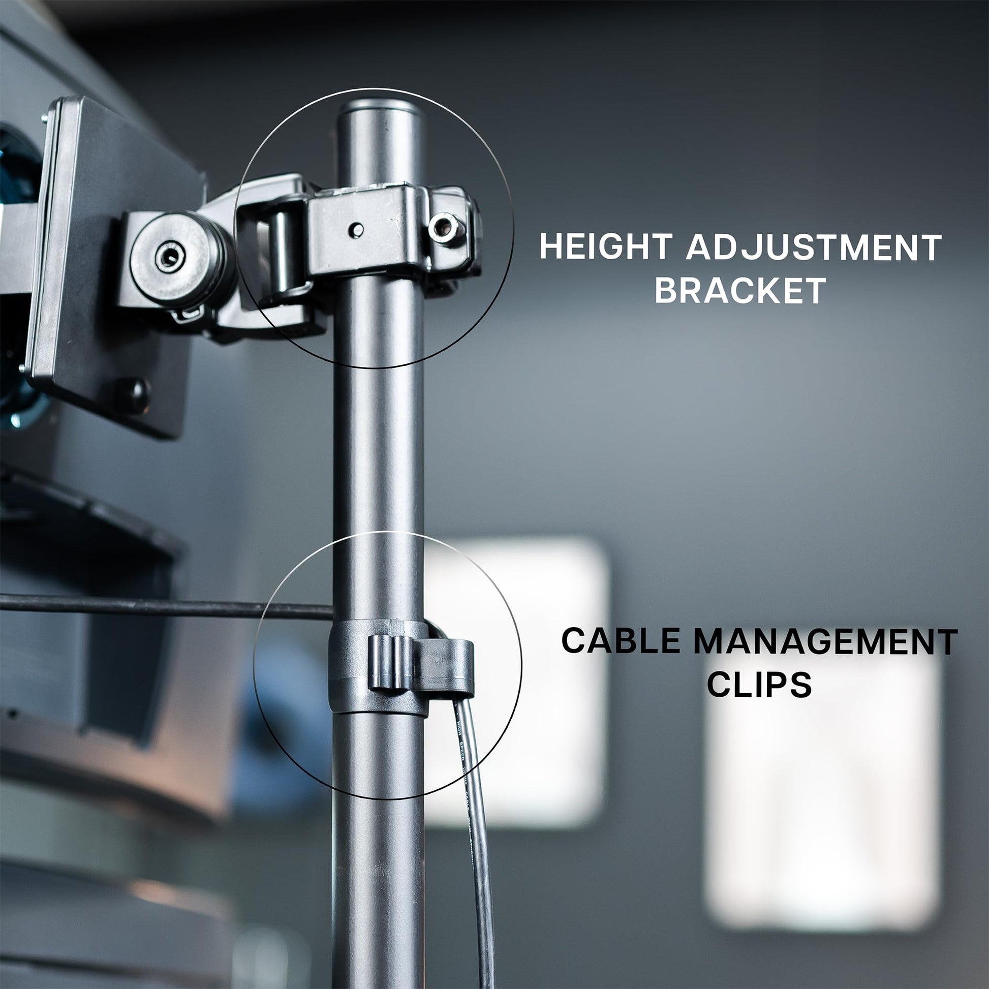 Soporte de Computadora VIVO Negro Ultra Ancho y Ajustable para Monitores Verticales Doble de Hasta 49 Pulgadas